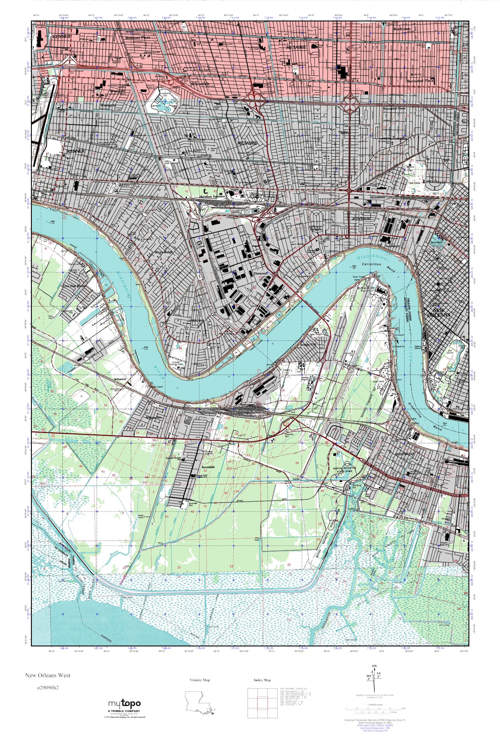 MyTopo New Orleans West, Louisiana USGS Quad Topo Map