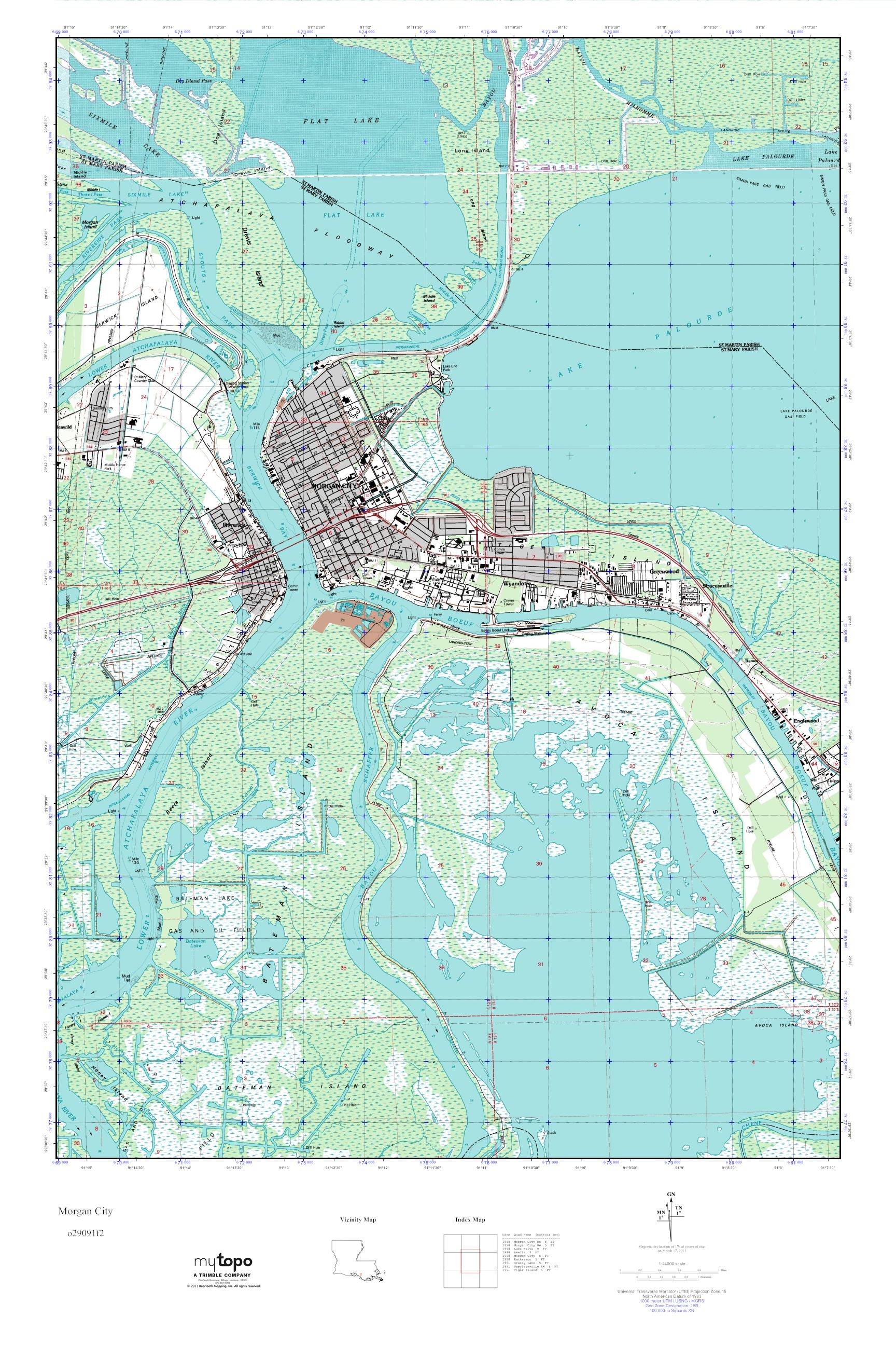 MyTopo City, Louisiana USGS Quad Topo Map