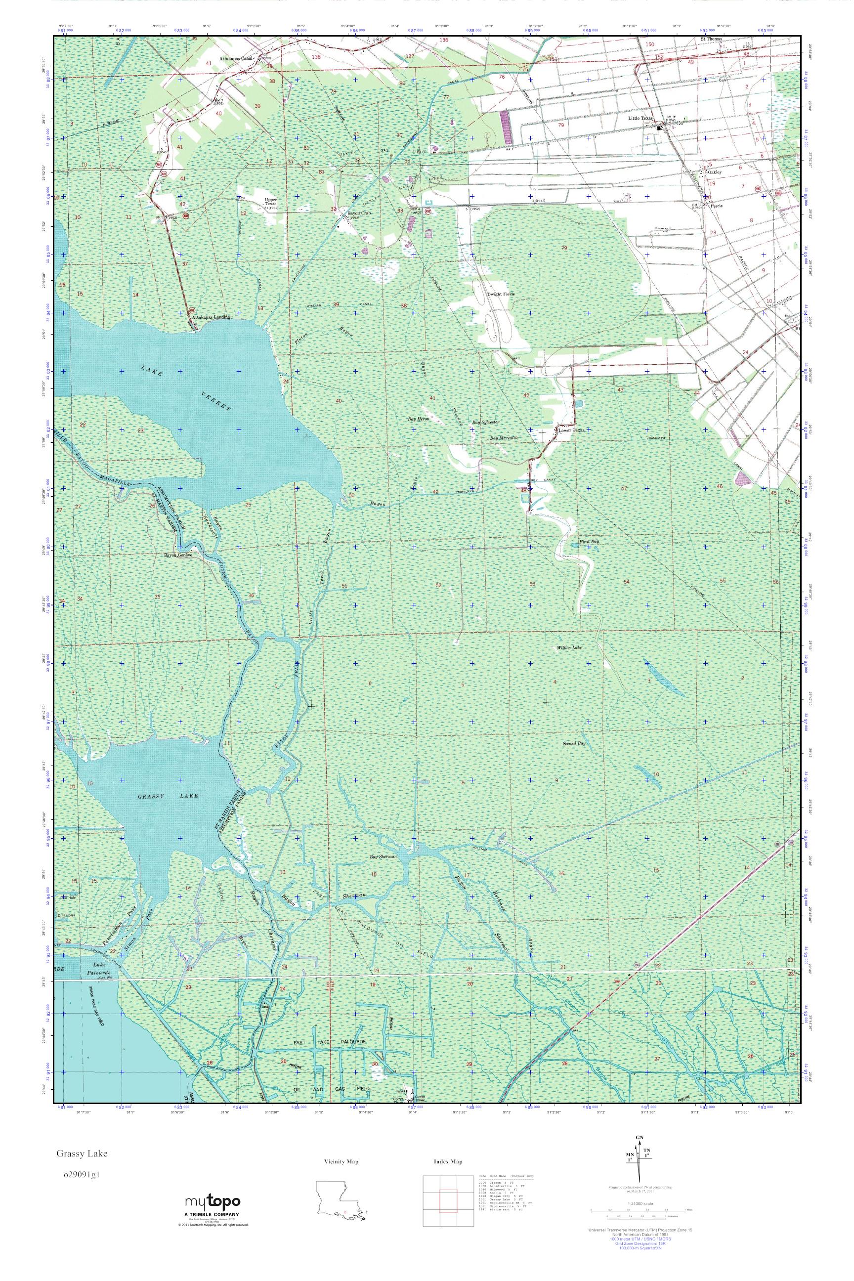 MyTopo Grassy Lake, Louisiana USGS Quad Topo Map