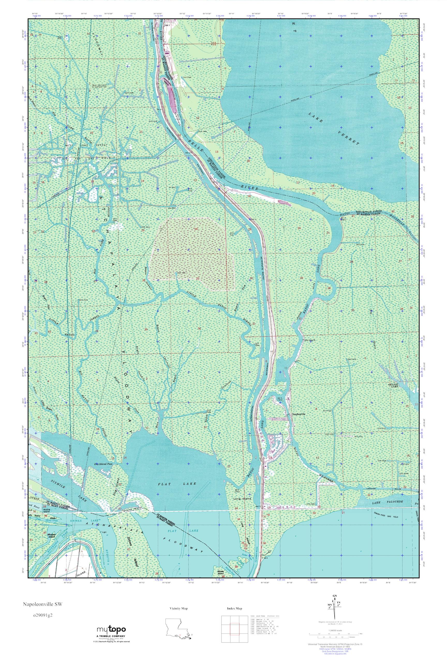 MyTopo Napoleonville SW, Louisiana USGS Quad Topo Map