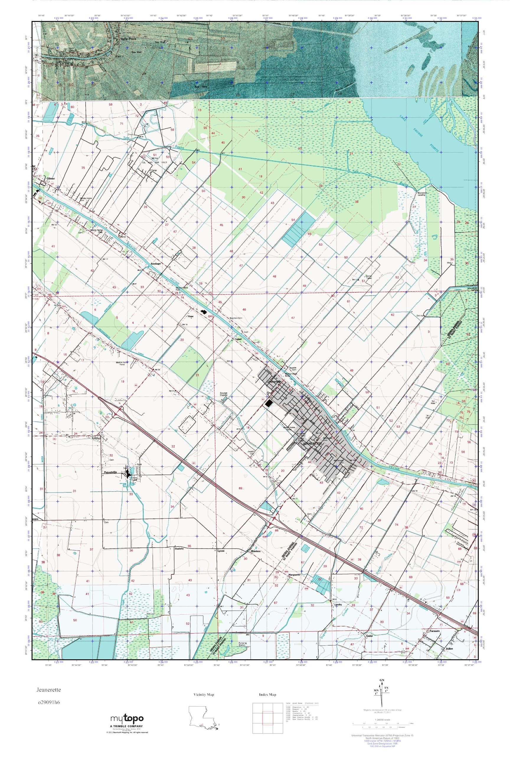 MyTopo Jeanerette, Louisiana USGS Quad Topo Map