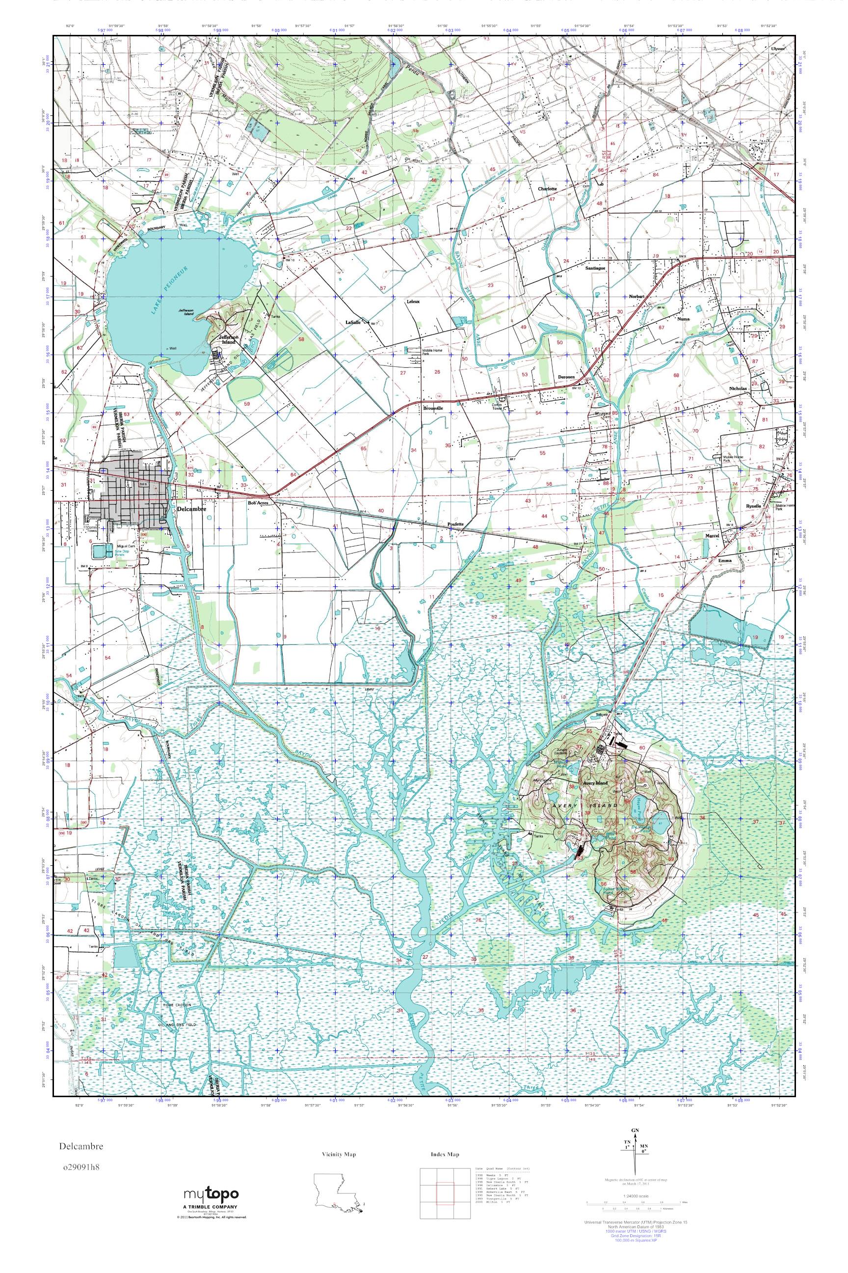 MyTopo Delcambre, Louisiana USGS Quad Topo Map