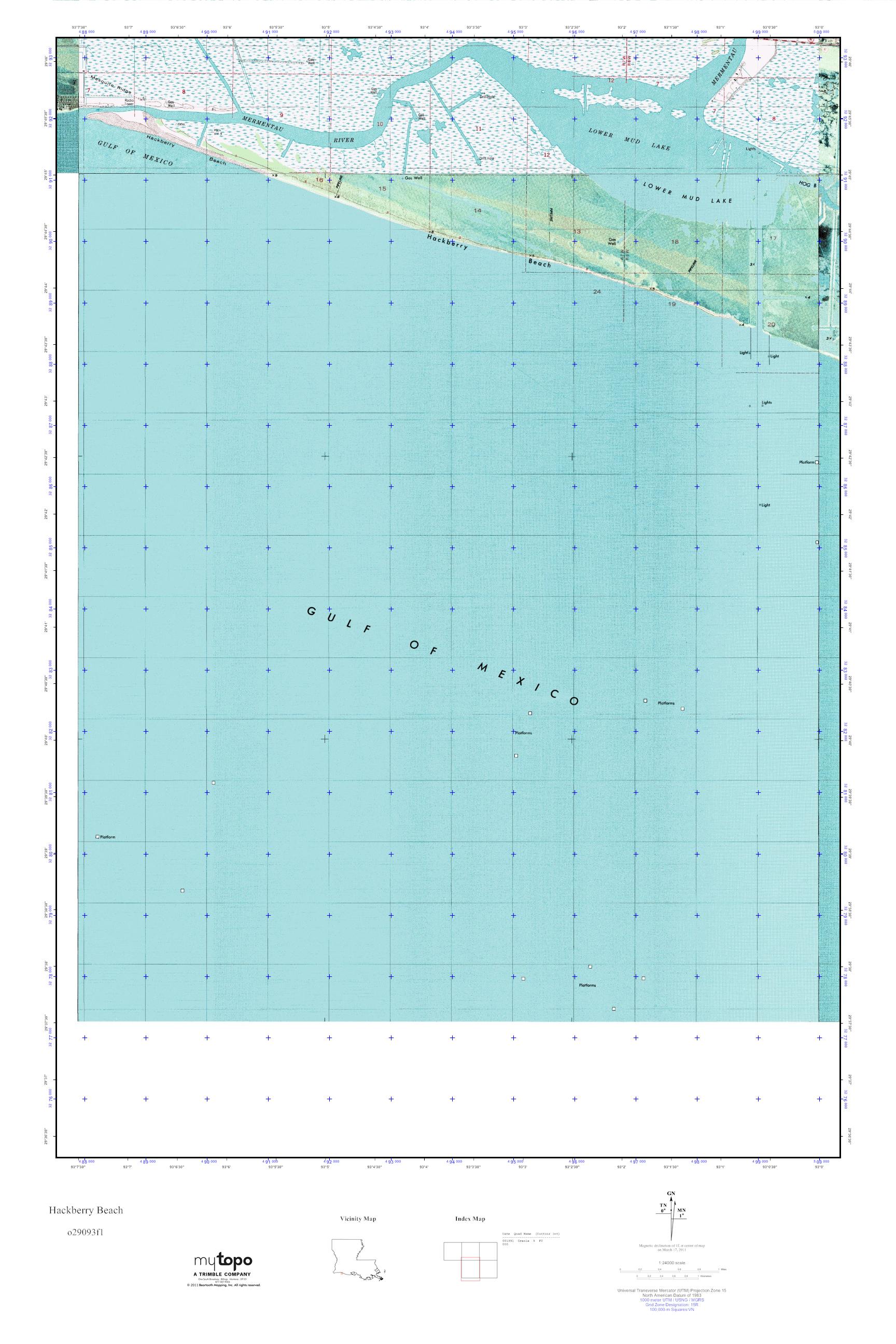 MyTopo Hackberry Beach, Louisiana USGS Quad Topo Map