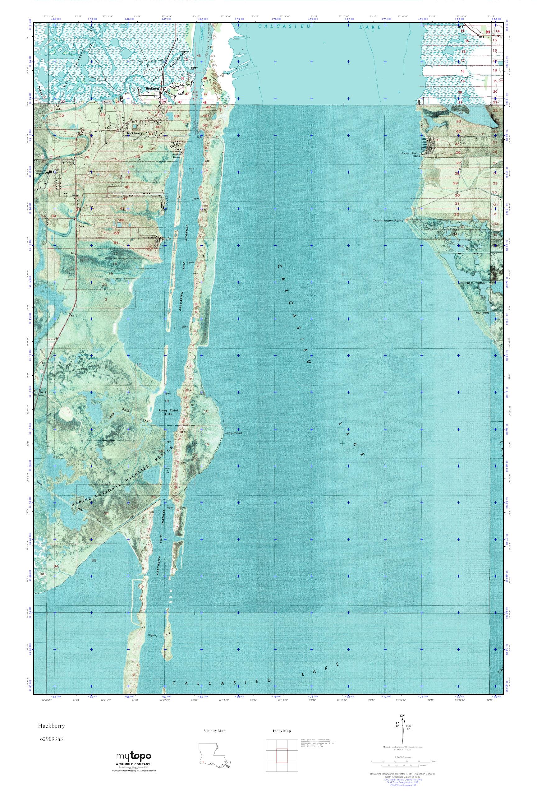 MyTopo Hackberry, Louisiana USGS Quad Topo Map