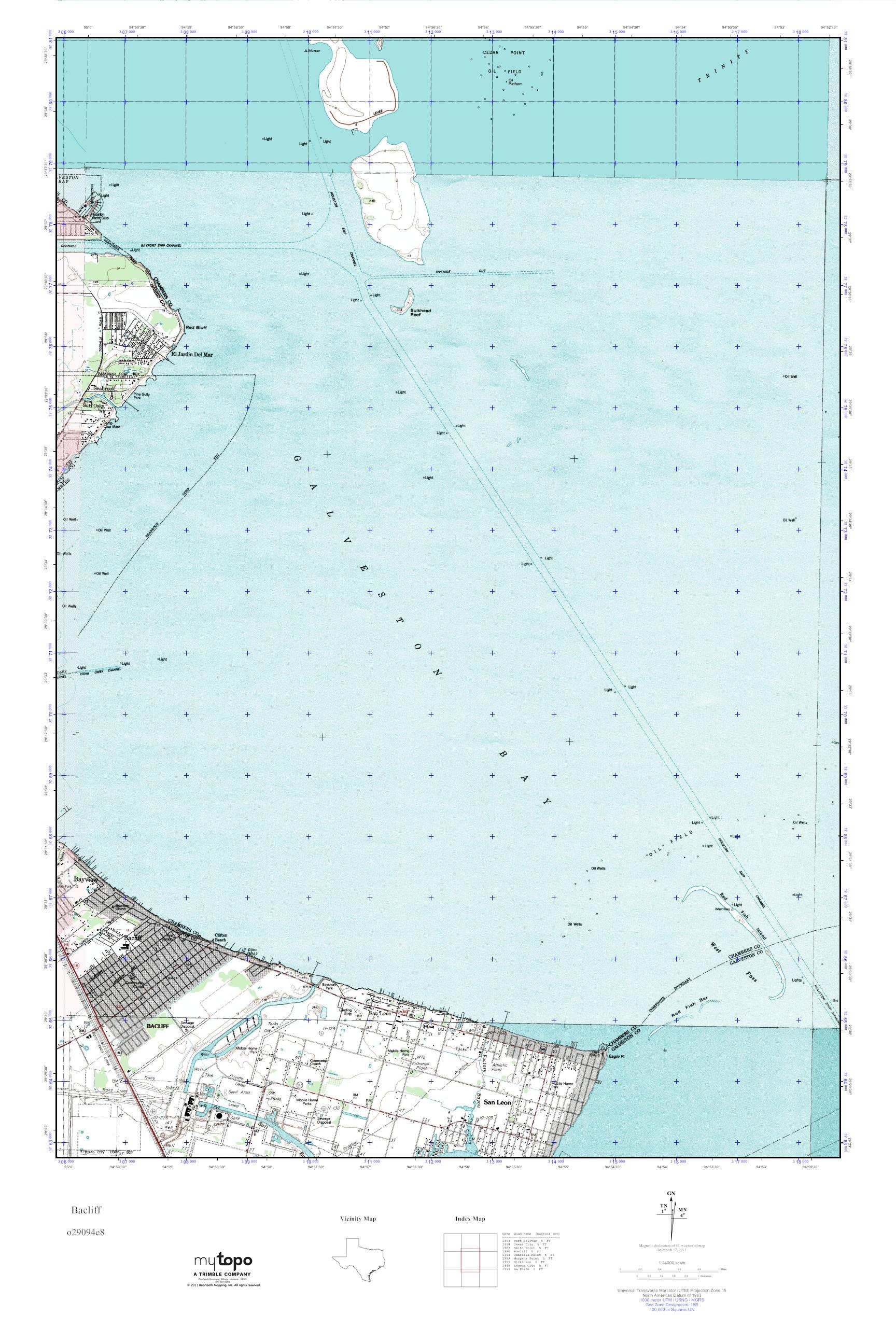 MyTopo Bacliff, Texas USGS Quad Topo Map