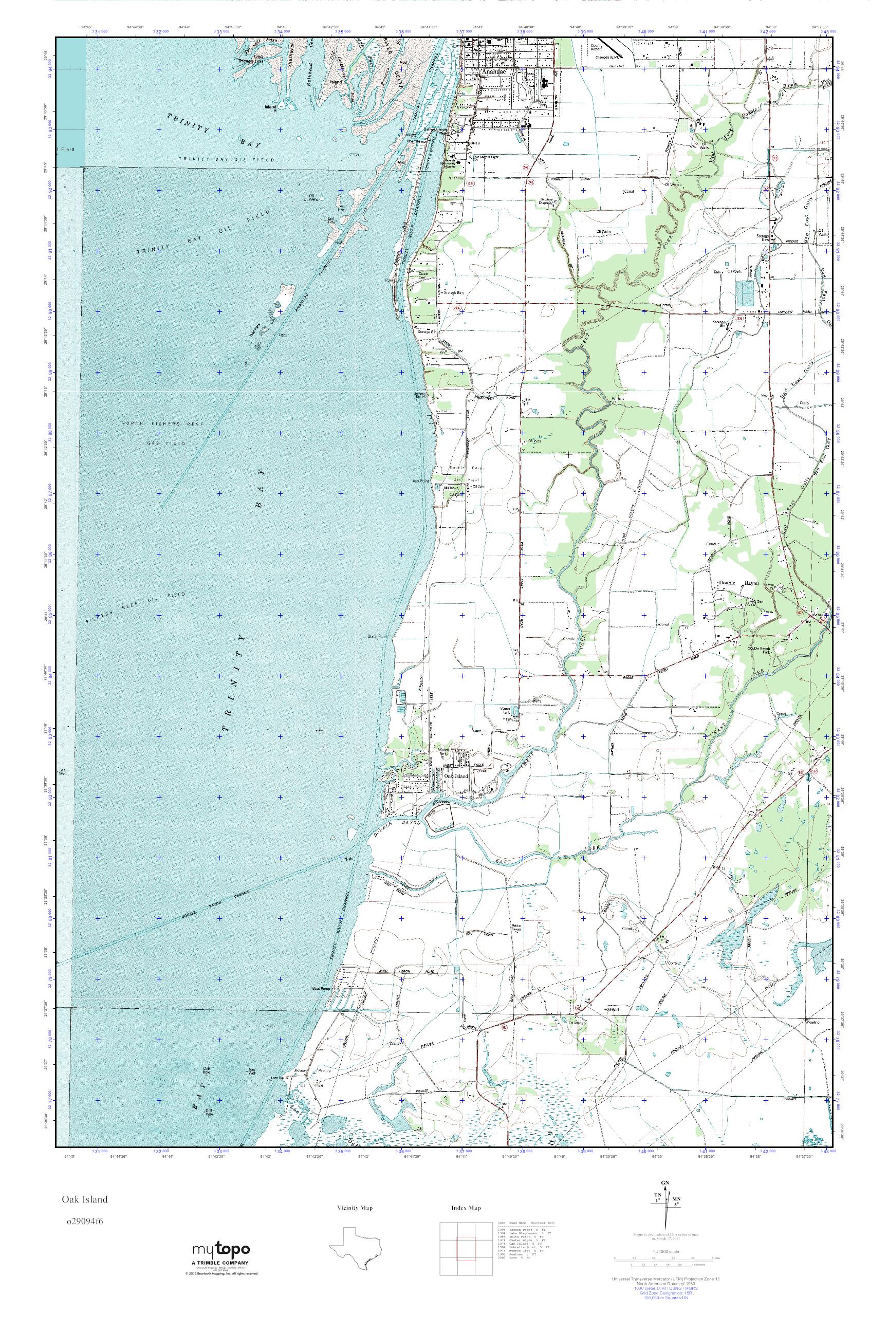 MyTopo Oak Island, Texas USGS Quad Topo Map