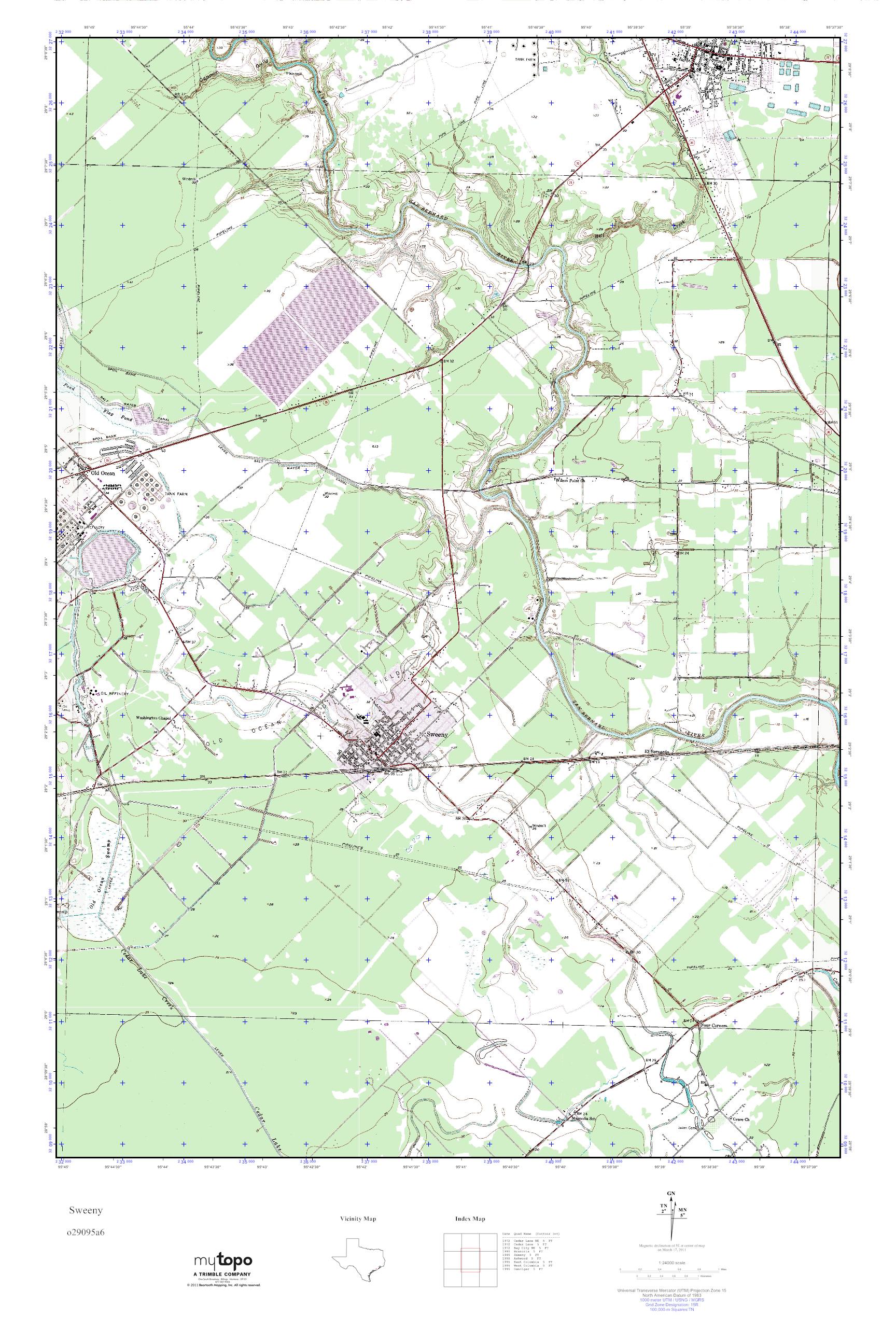 MyTopo Sweeny, Texas USGS Quad Topo Map