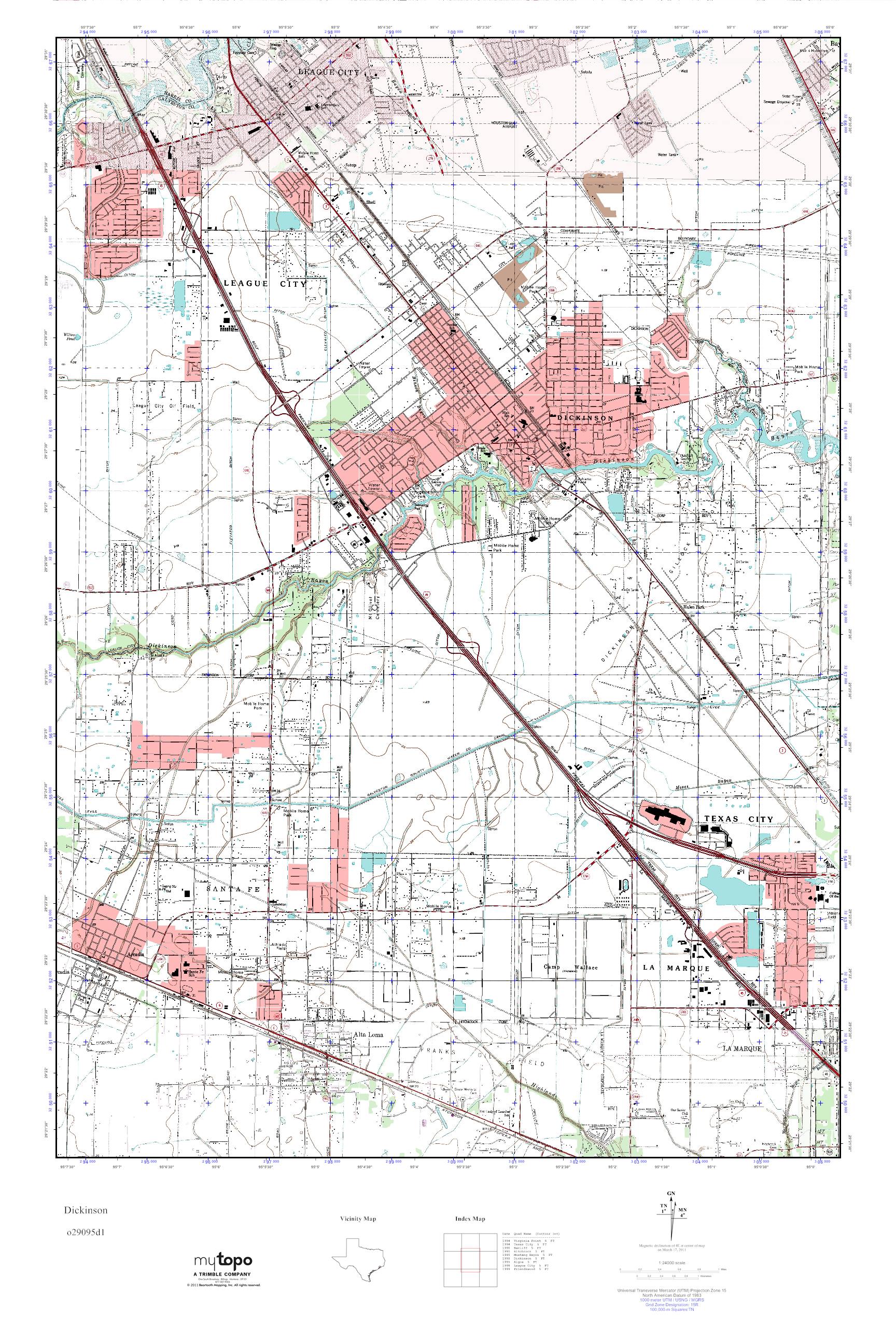 MyTopo Dickinson, Texas USGS Quad Topo Map