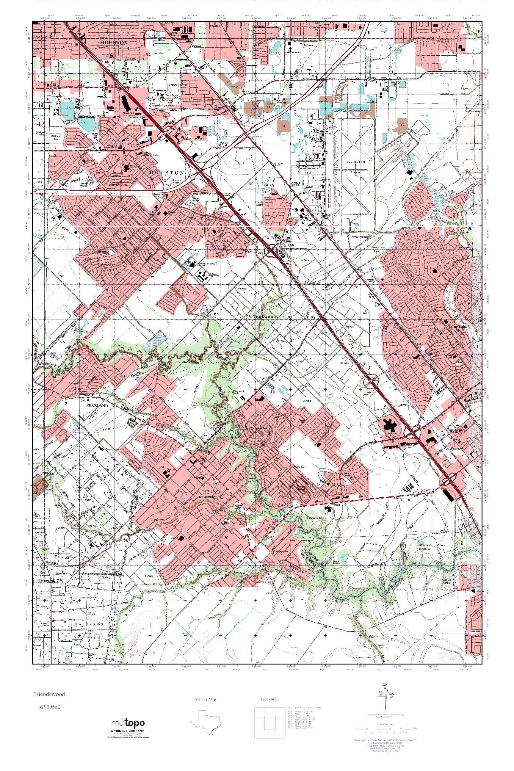 MyTopo Friendswood, Texas USGS Quad Topo Map