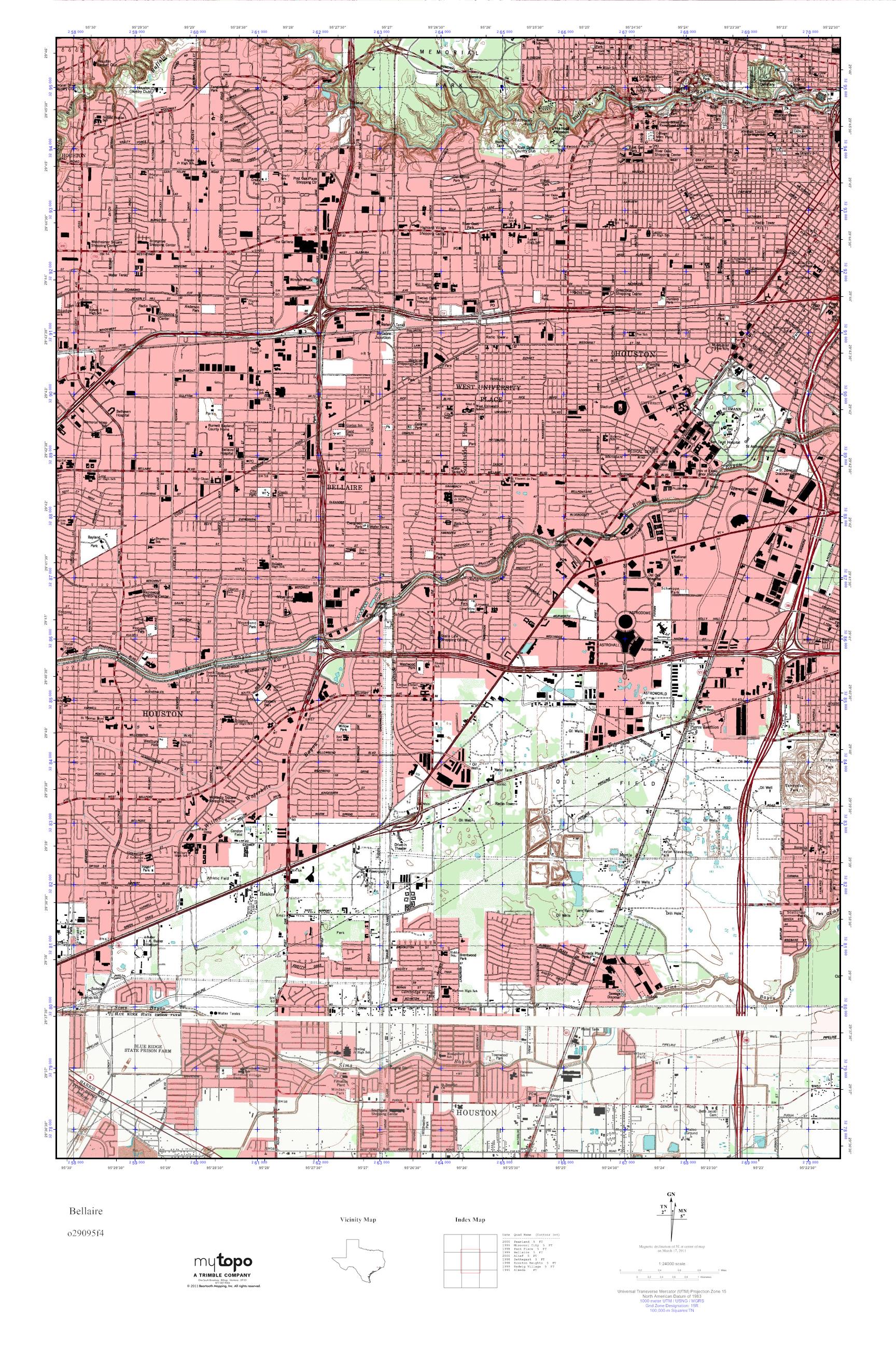 MyTopo Bellaire, Texas USGS Quad Topo Map