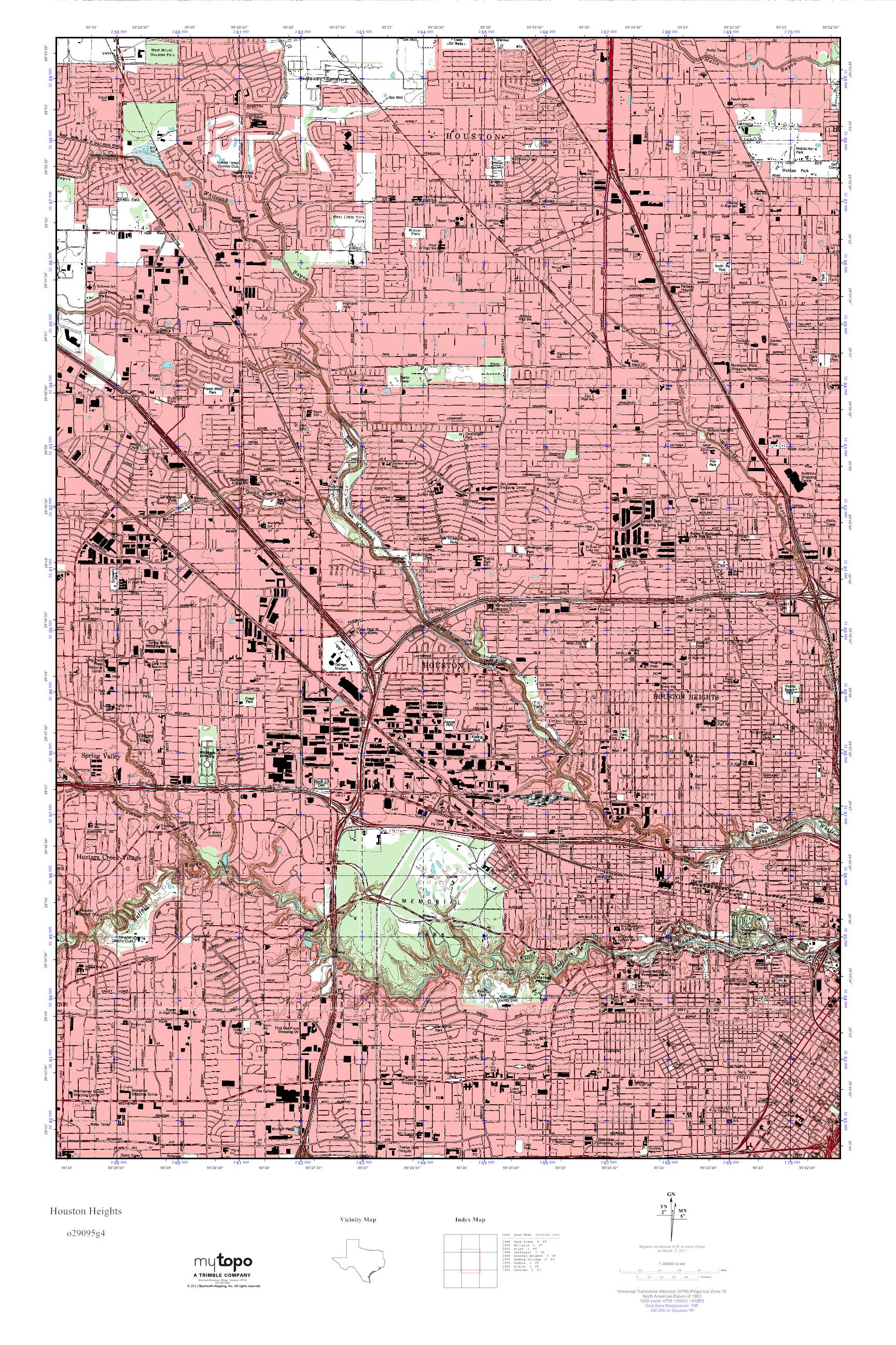 MyTopo Houston Heights, Texas USGS Quad Topo Map