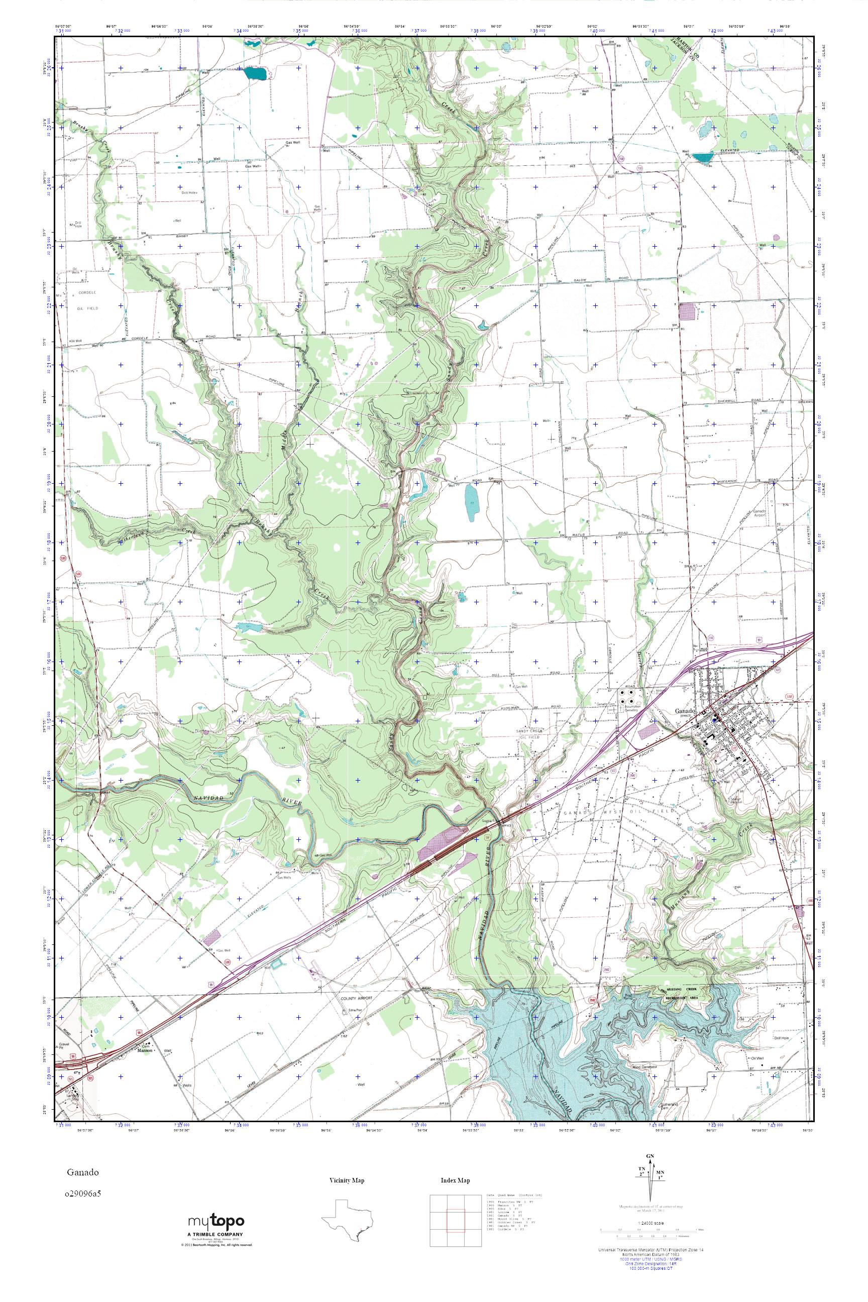 MyTopo Ganado, Texas USGS Quad Topo Map