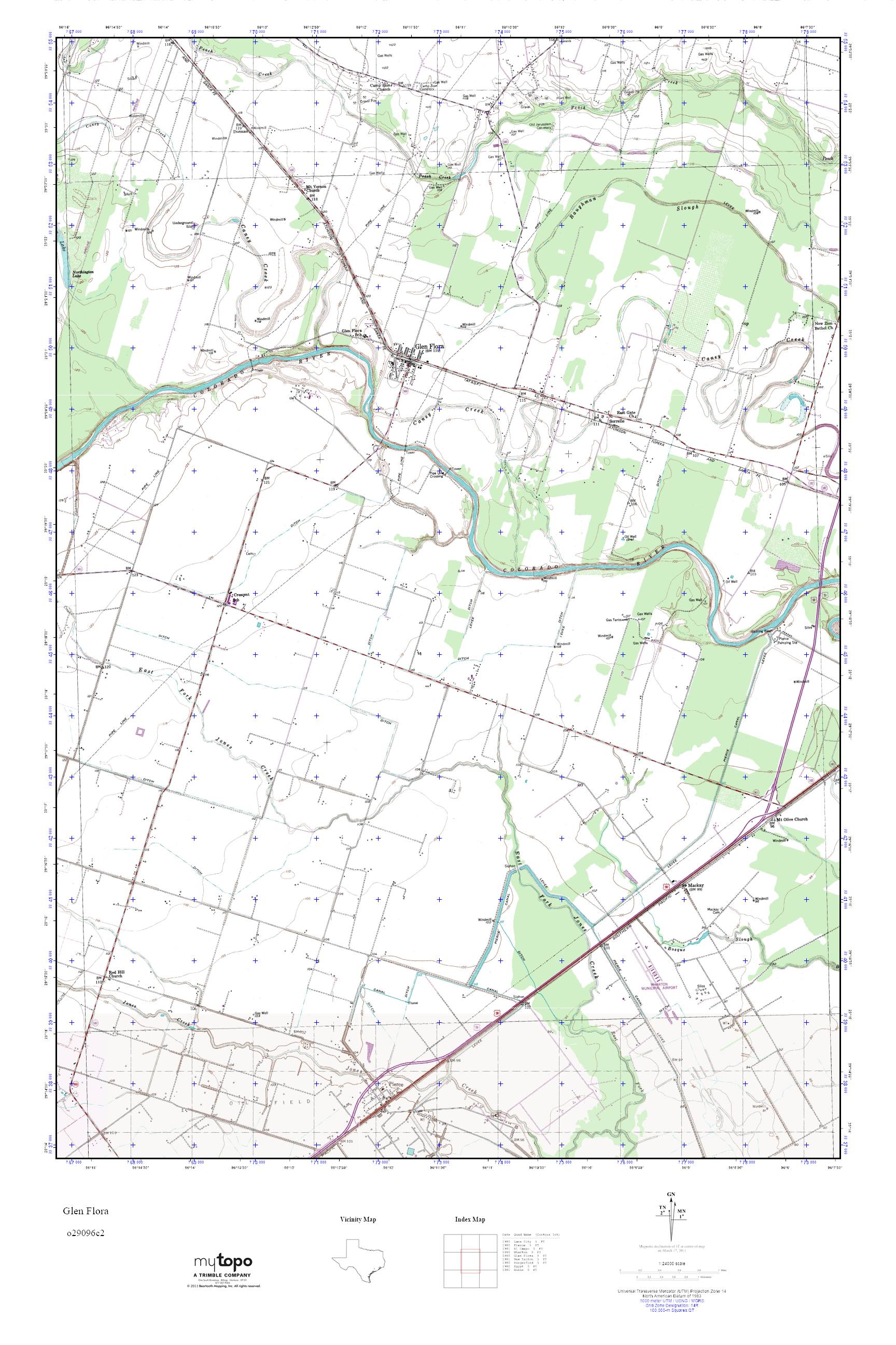 MyTopo Glen Flora, Texas USGS Quad Topo Map