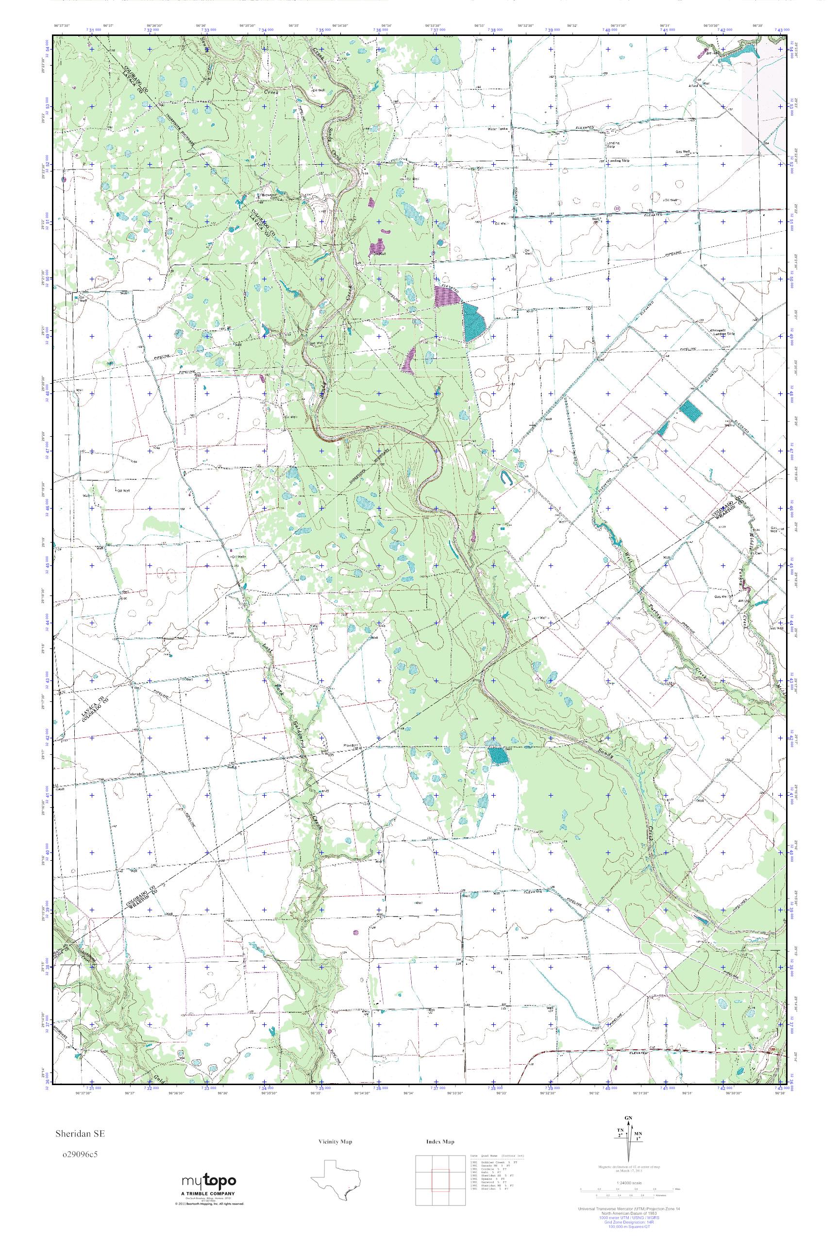 MyTopo Sheridan SE, Texas USGS Quad Topo Map