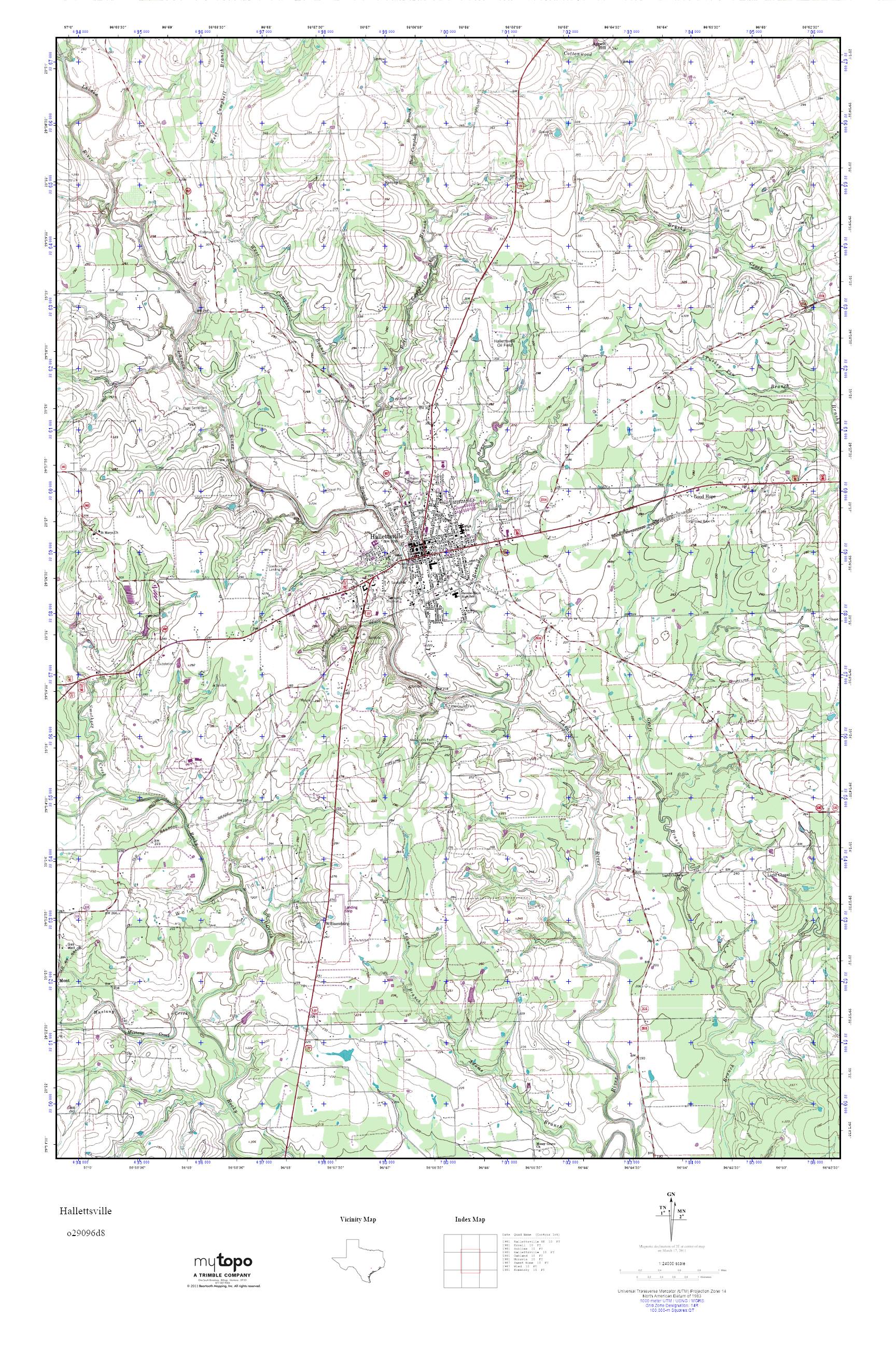 MyTopo Hallettsville, Texas USGS Quad Topo Map