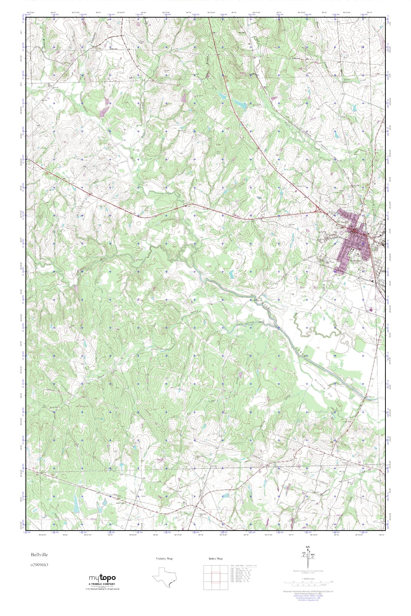 MyTopo Bellville, Texas USGS Quad Topo Map