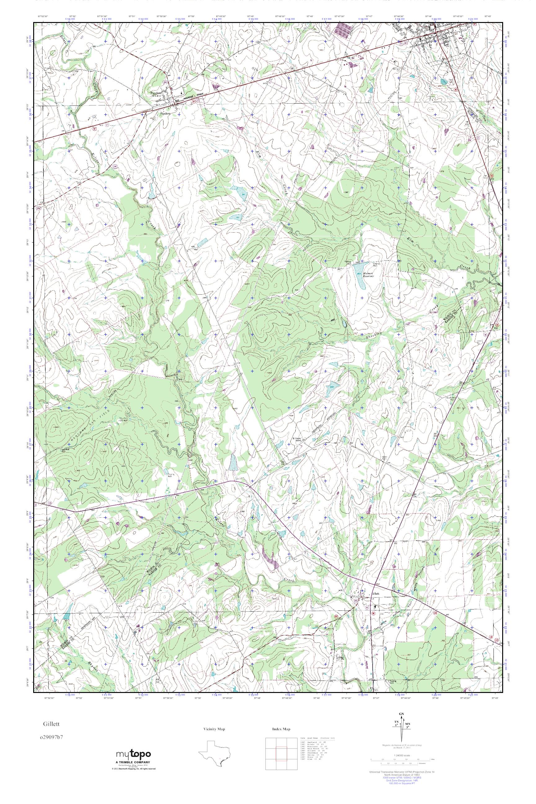 MyTopo Gillett, Texas USGS Quad Topo Map