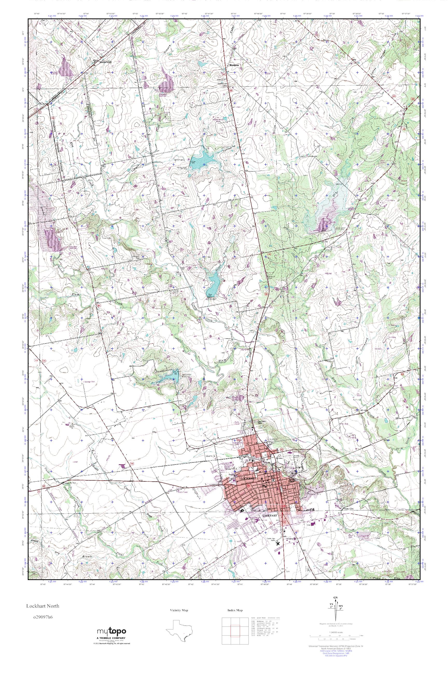 MyTopo Lockhart North, Texas USGS Quad Topo Map