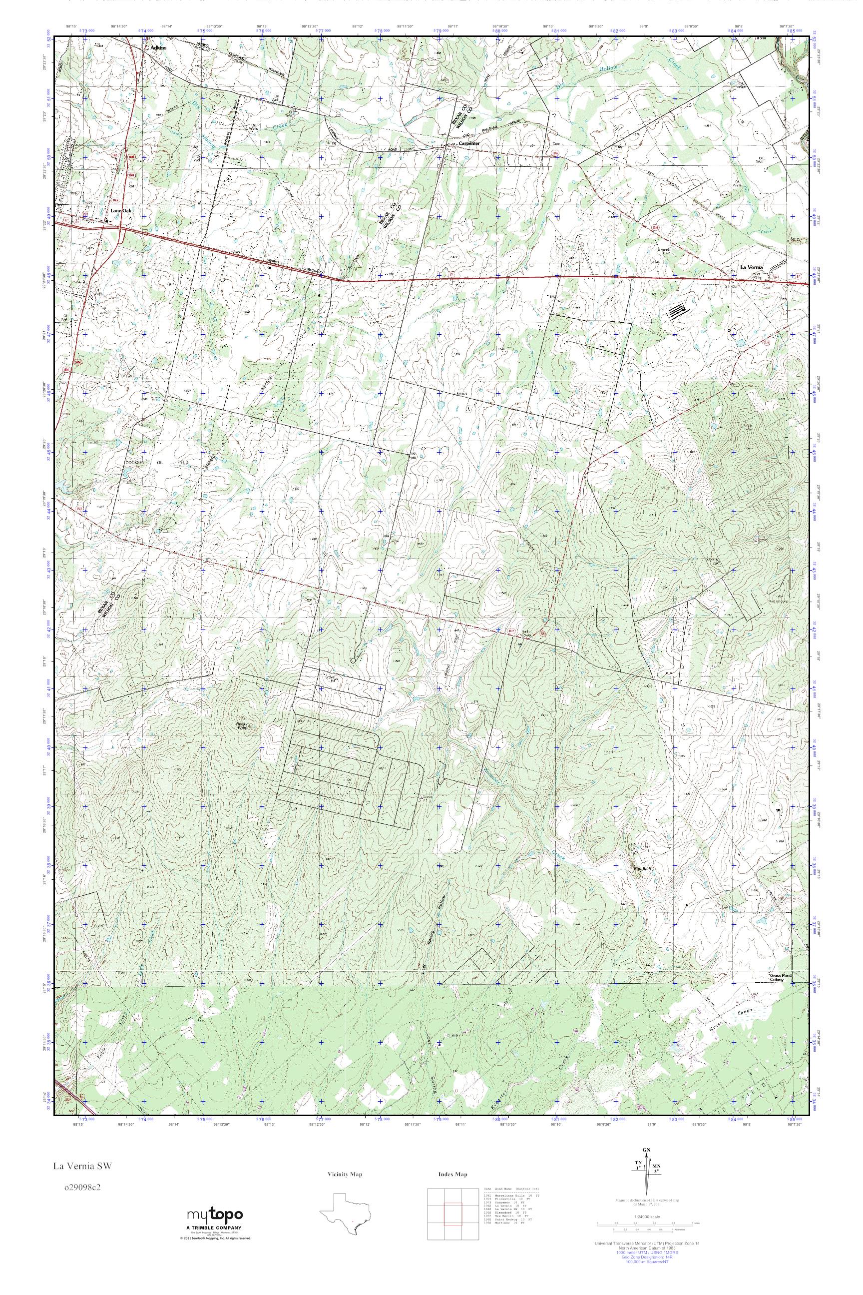 MyTopo La Vernia SW, Texas USGS Quad Topo Map