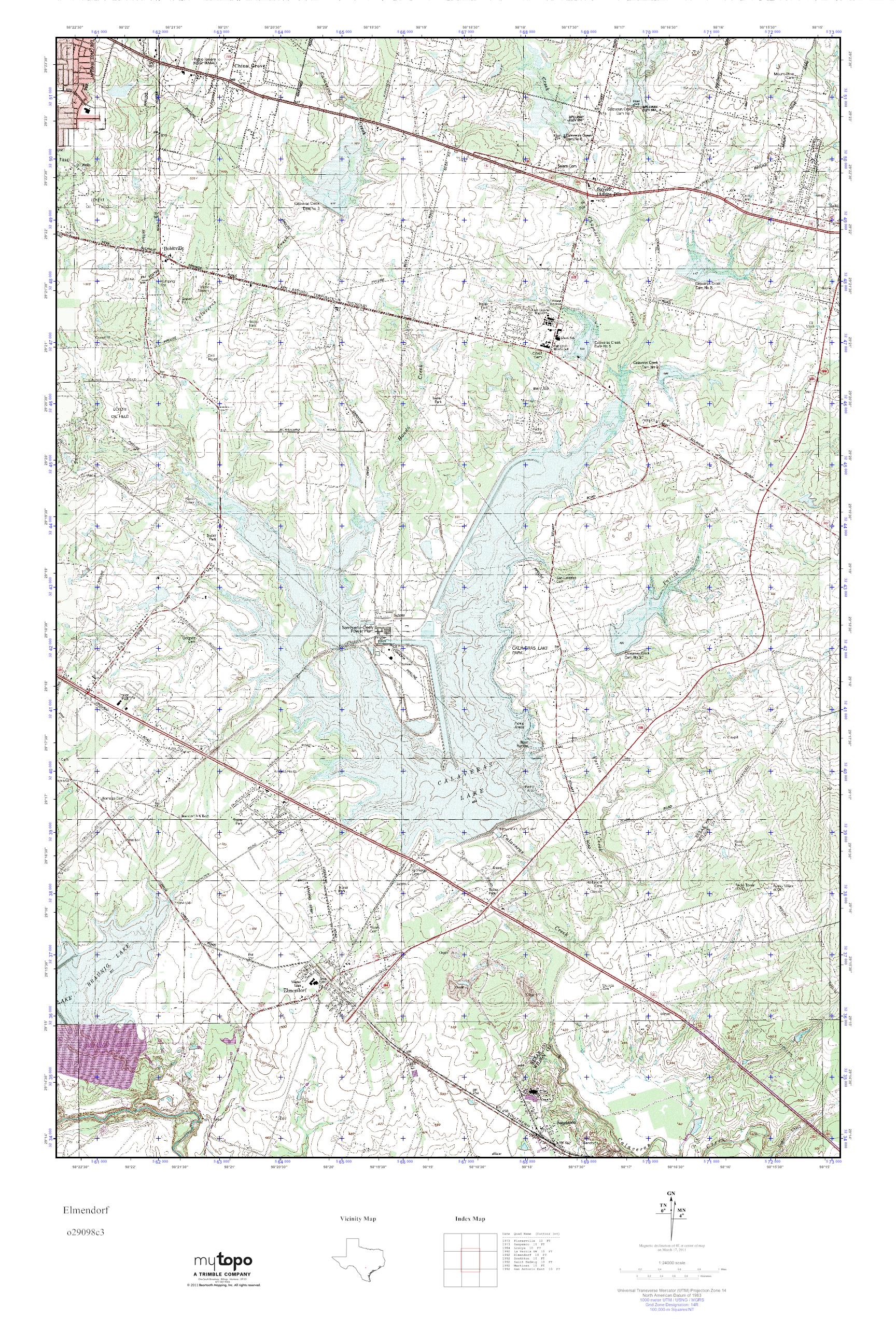 MyTopo Elmendorf, Texas USGS Quad Topo Map