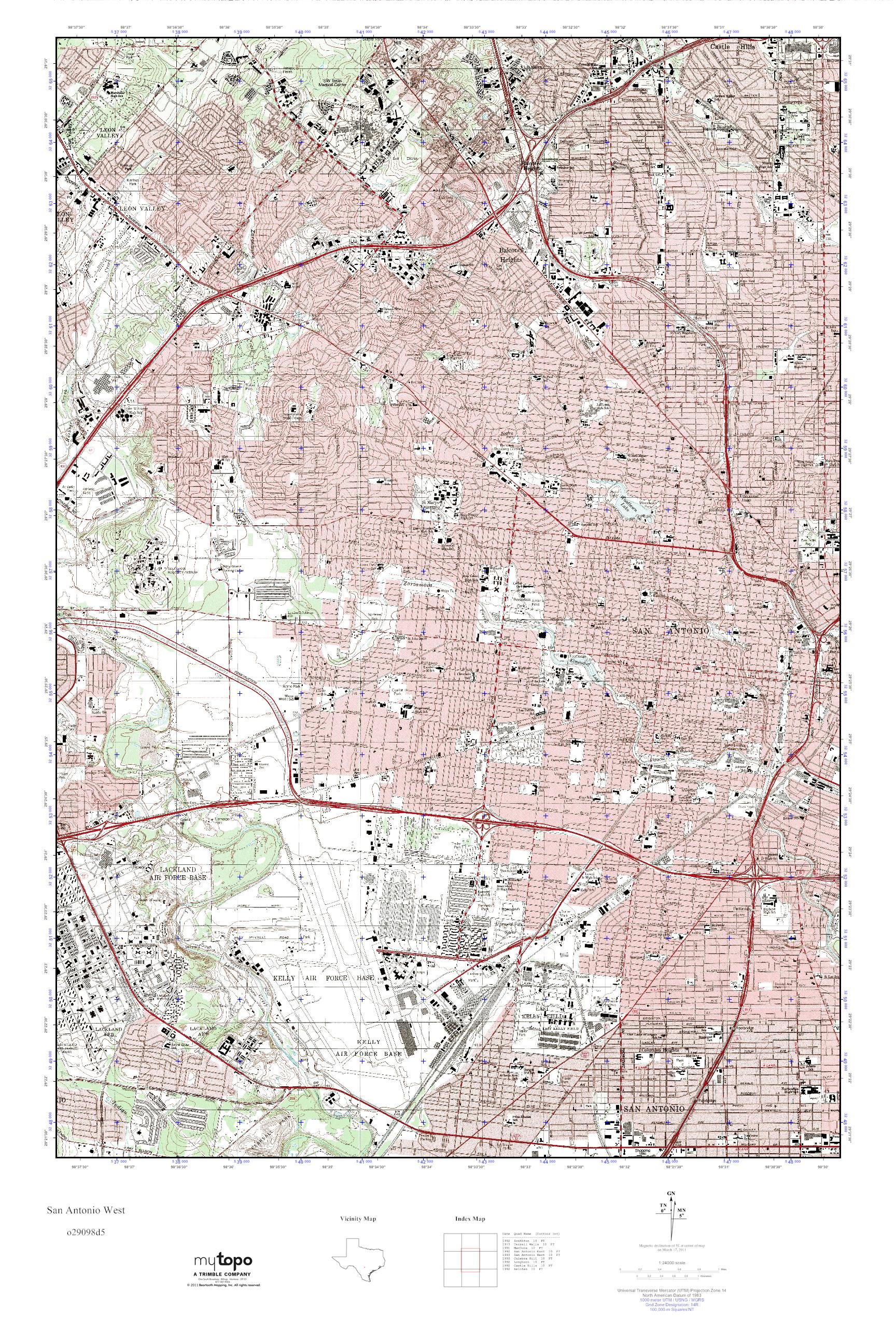 MyTopo San Antonio West, Texas USGS Quad Topo Map
