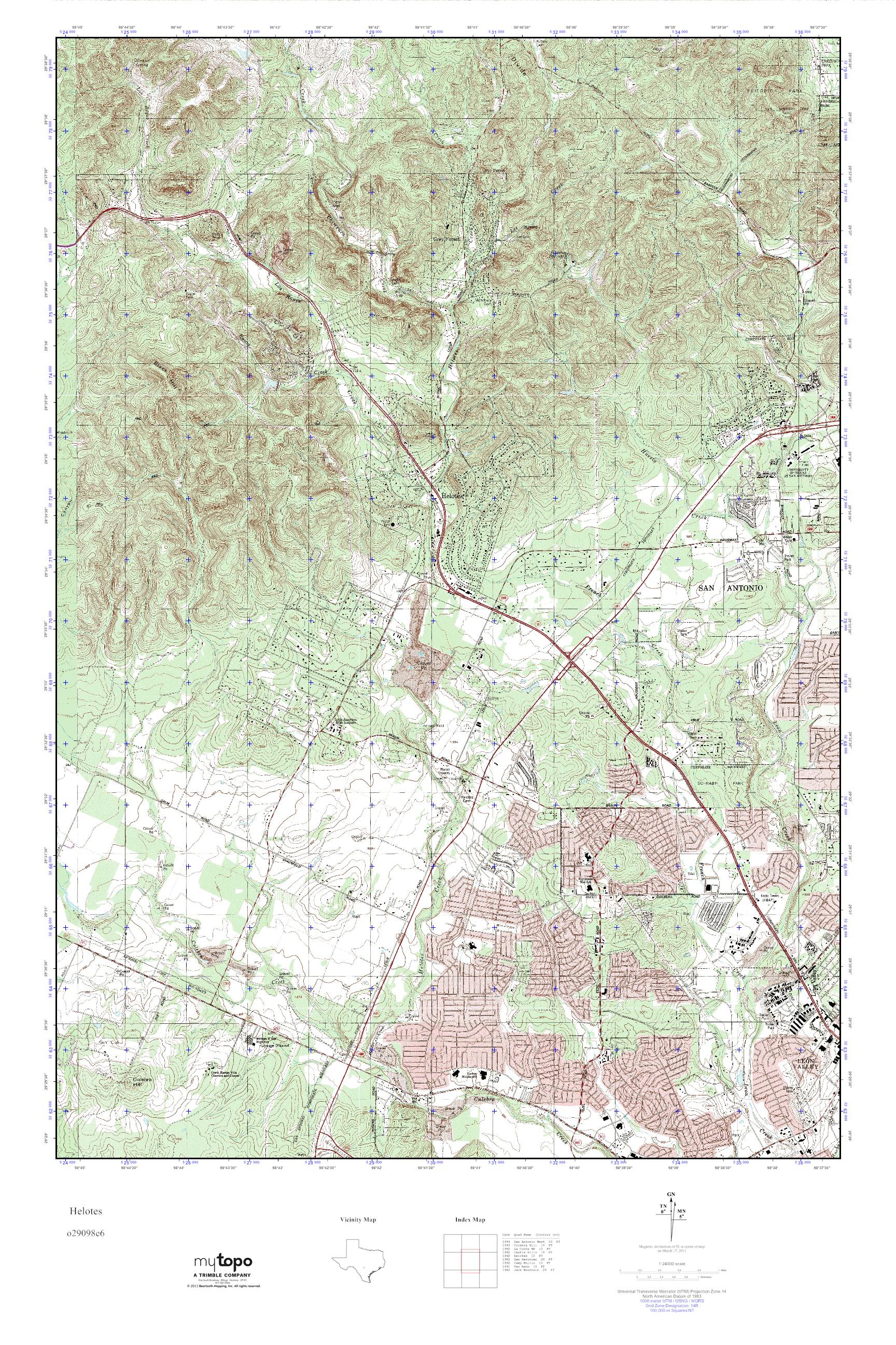 MyTopo Helotes, Texas USGS Quad Topo Map