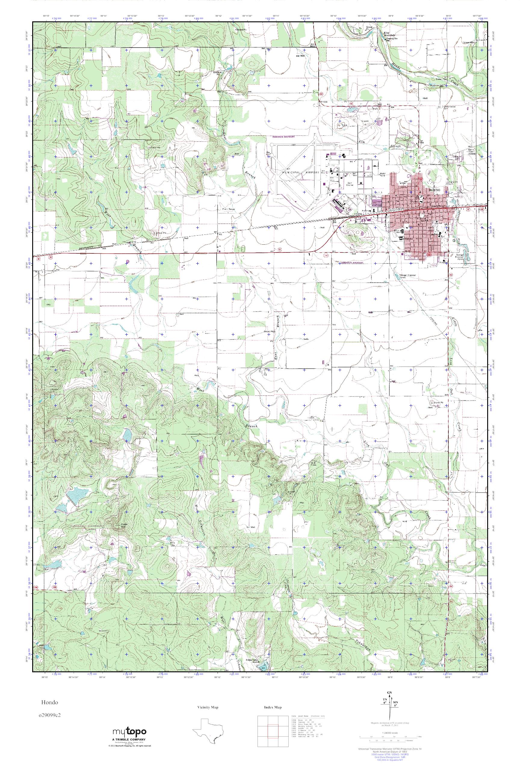 MyTopo Hondo, Texas USGS Quad Topo Map
