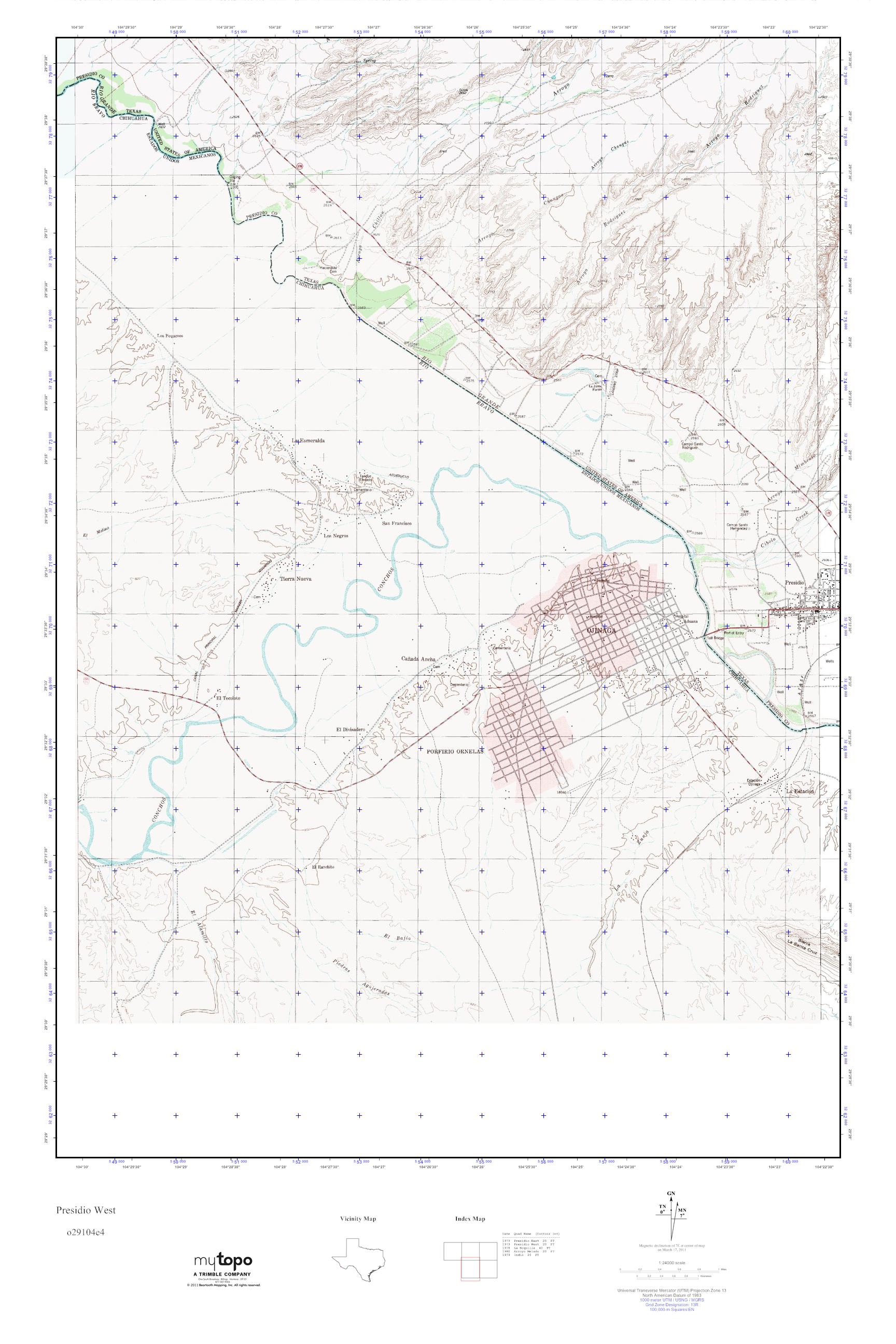 MyTopo Presidio West, Texas USGS Quad Topo Map