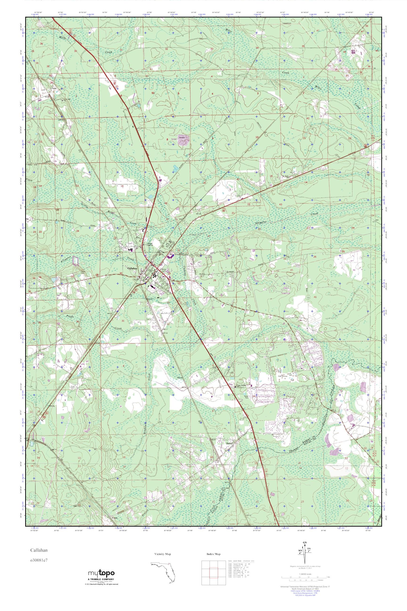 MyTopo Callahan, Florida USGS Quad Topo Map