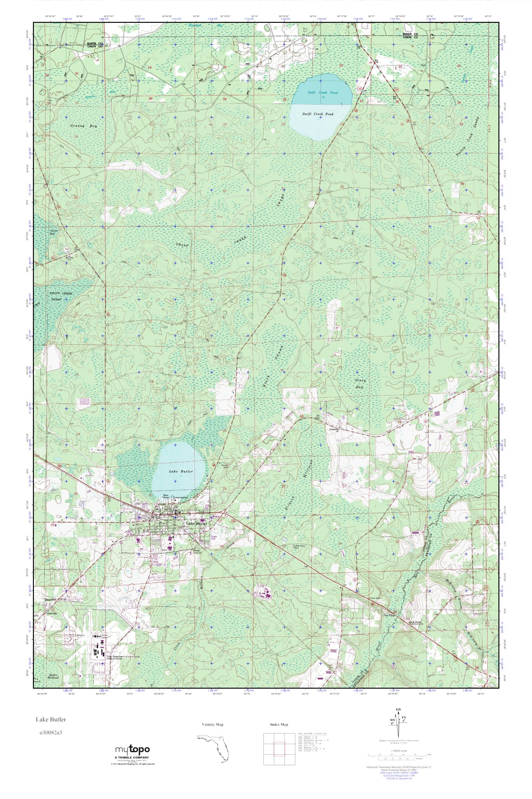 MyTopo Lake Butler, Florida USGS Quad Topo Map