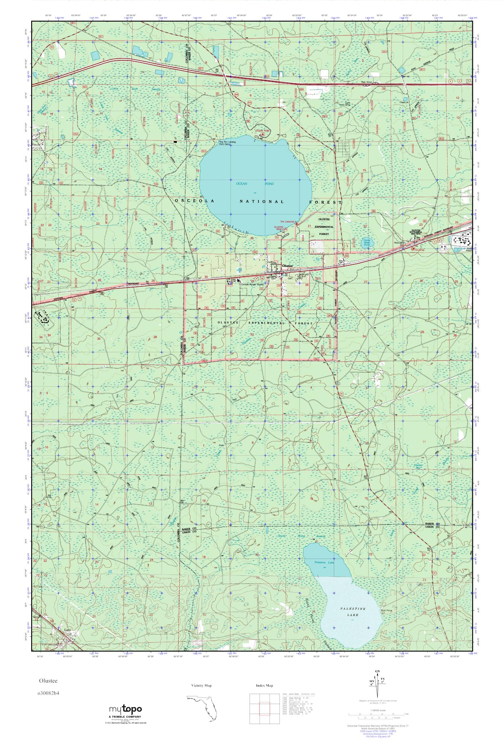 MyTopo Olustee, Florida USGS Quad Topo Map