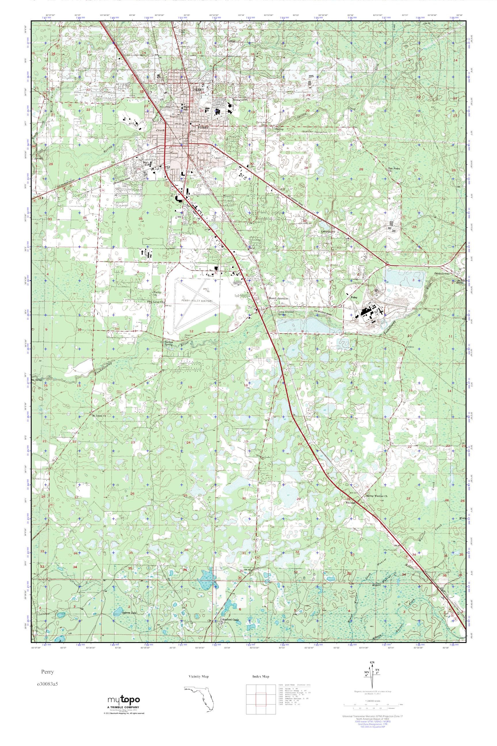 MyTopo Perry, Florida USGS Quad Topo Map