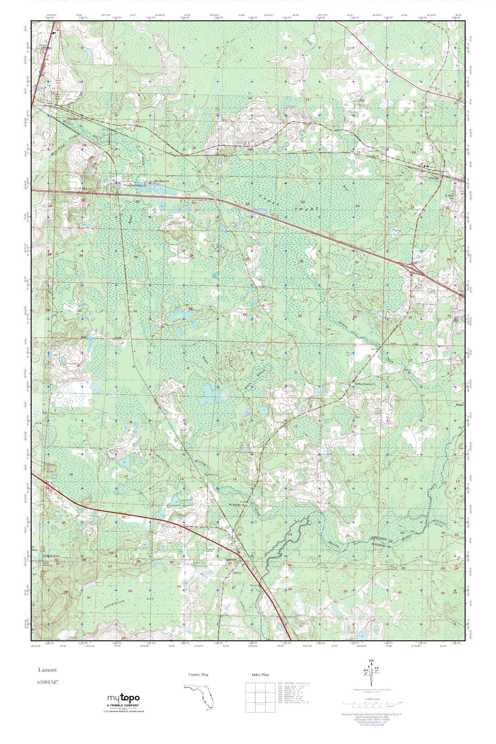MyTopo Lamont Florida USGS Quad - O30083d7 