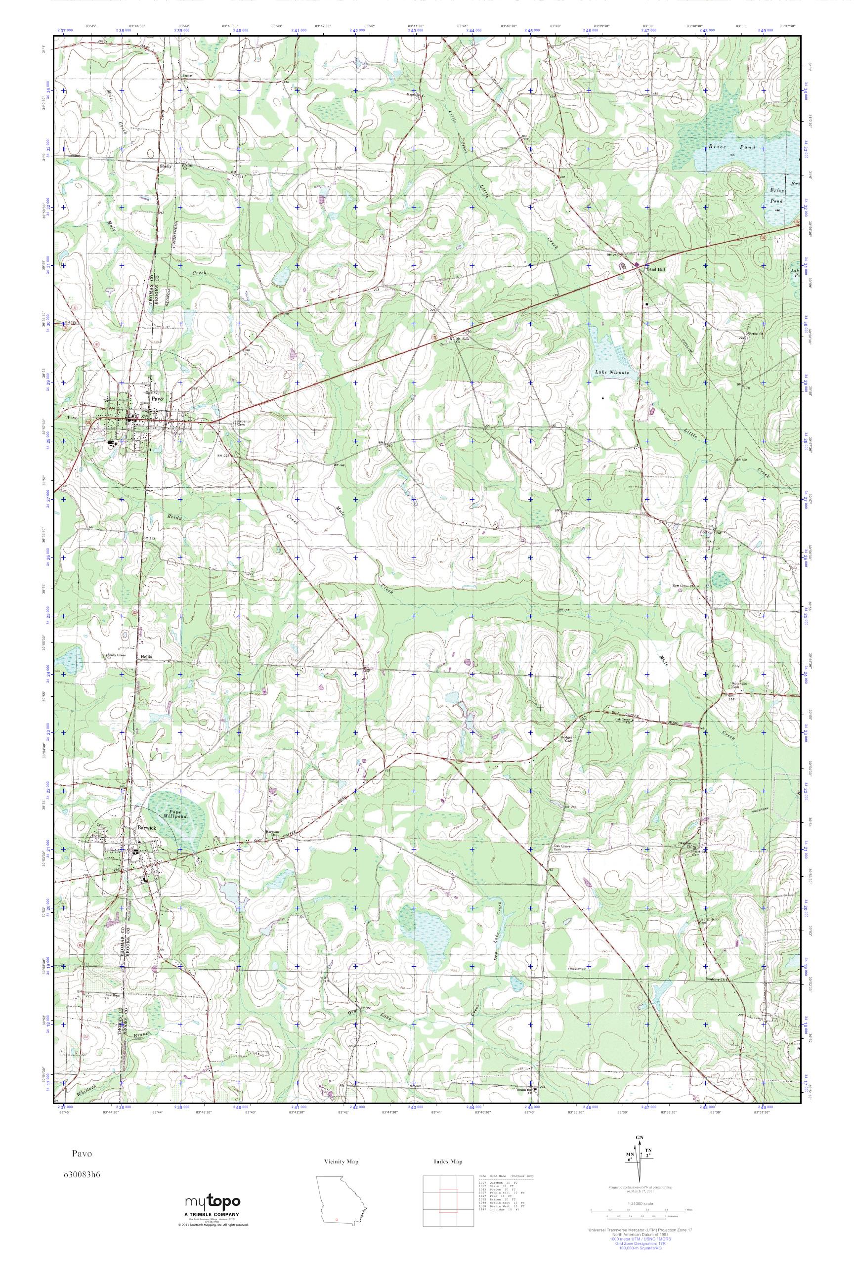 MyTopo Pavo, USGS Quad Topo Map