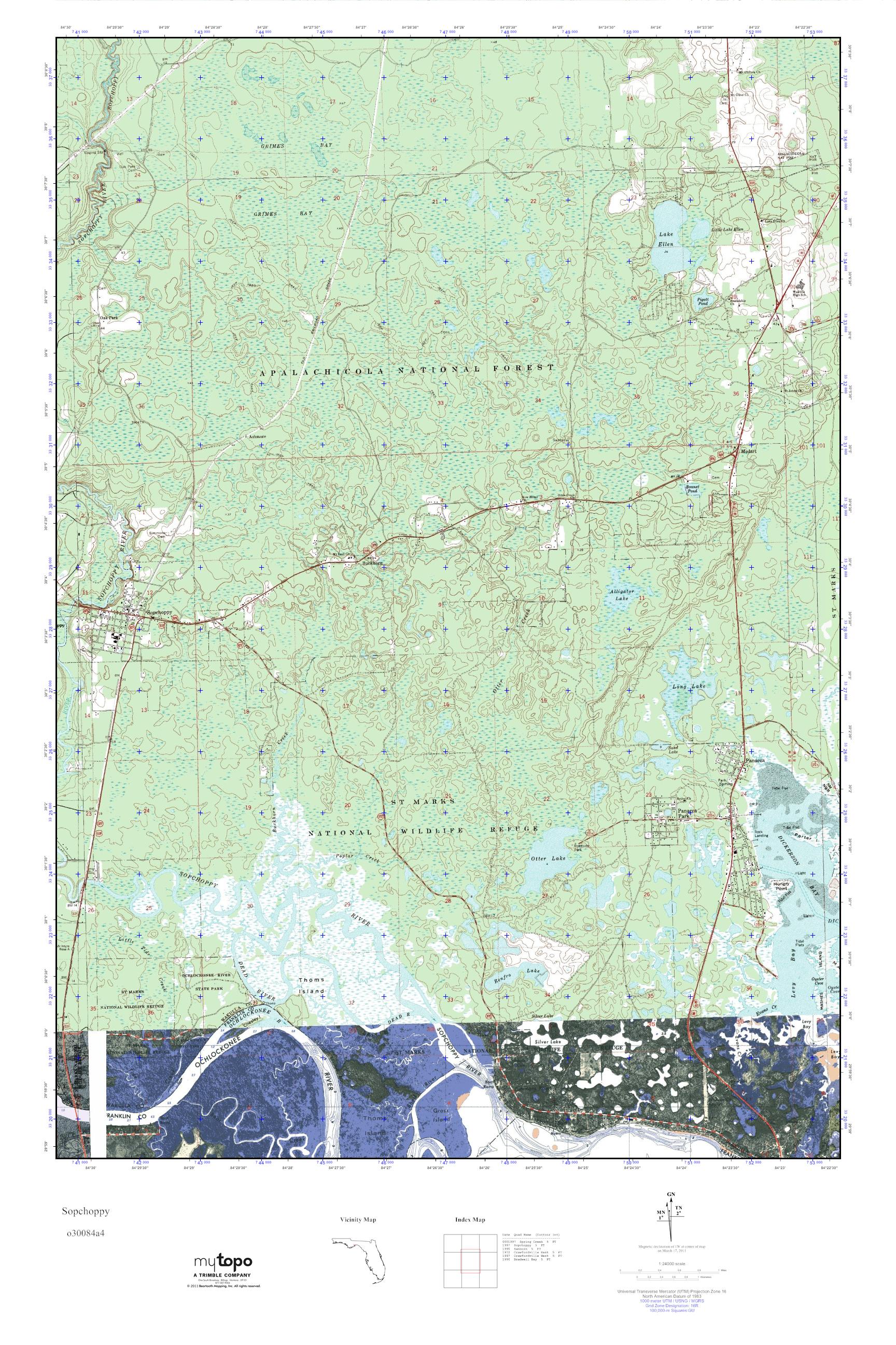 MyTopo Sopchoppy, Florida USGS Quad Topo Map