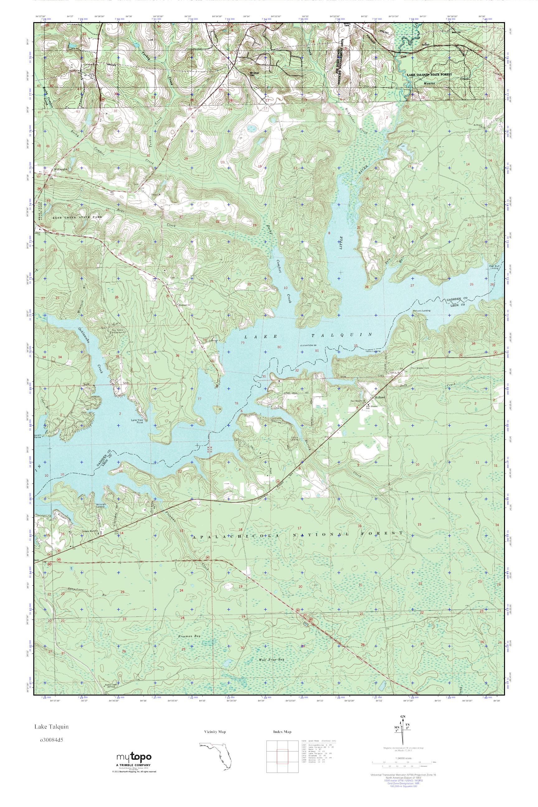 MyTopo Lake Talquin, Florida USGS Quad Topo Map