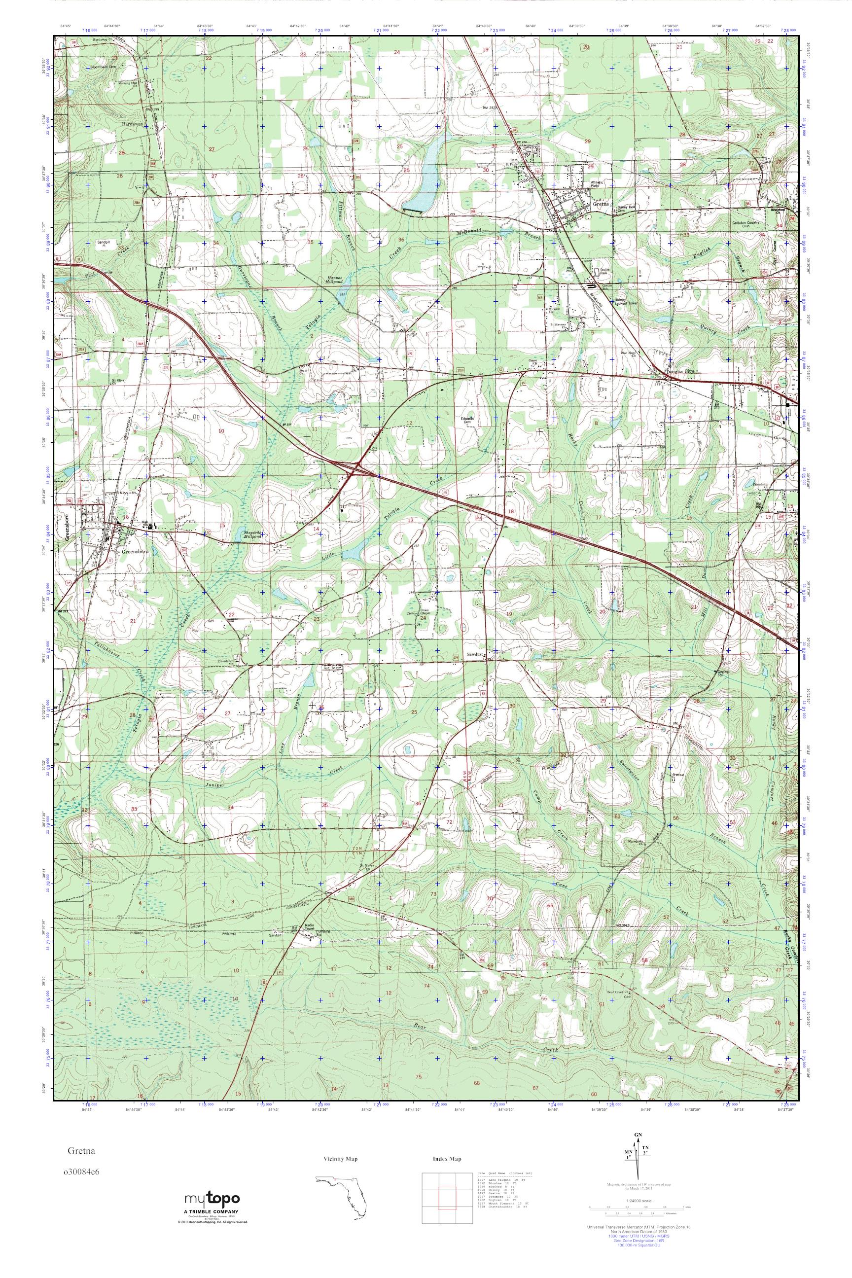 MyTopo Gretna Florida USGS Quad - O30084e6 