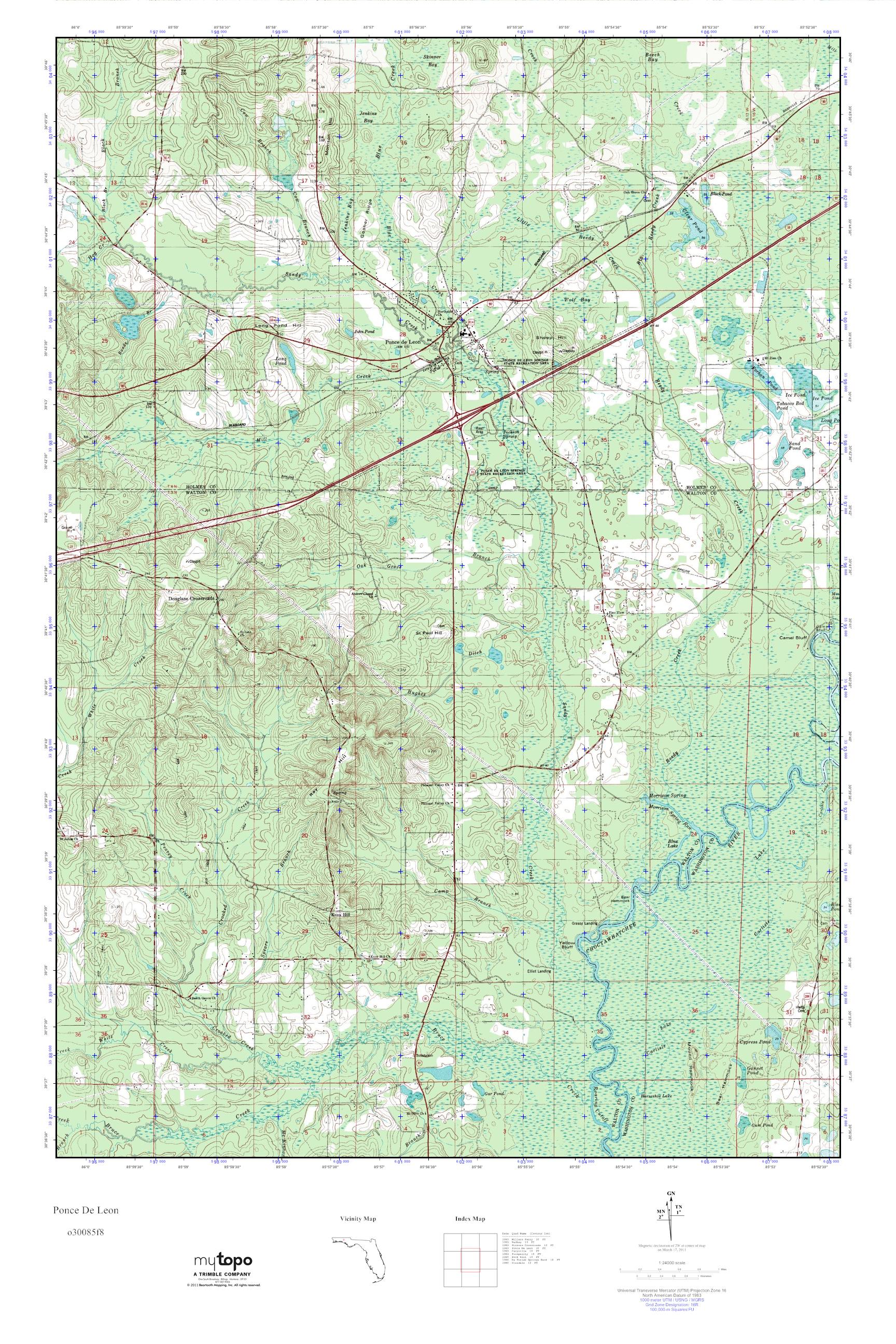 MyTopo Ponce De Leon, Florida USGS Quad Topo Map