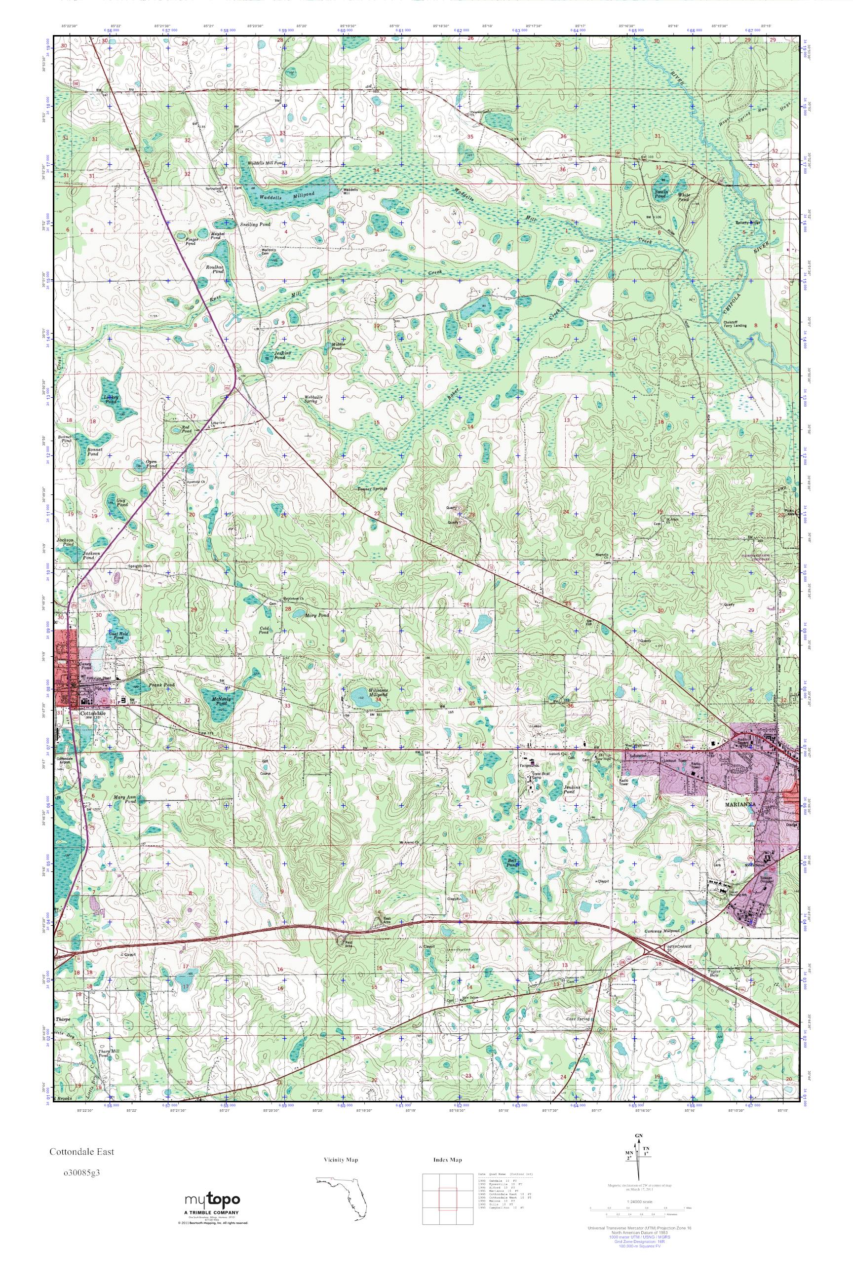 MyTopo Cottondale East, Florida USGS Quad Topo Map