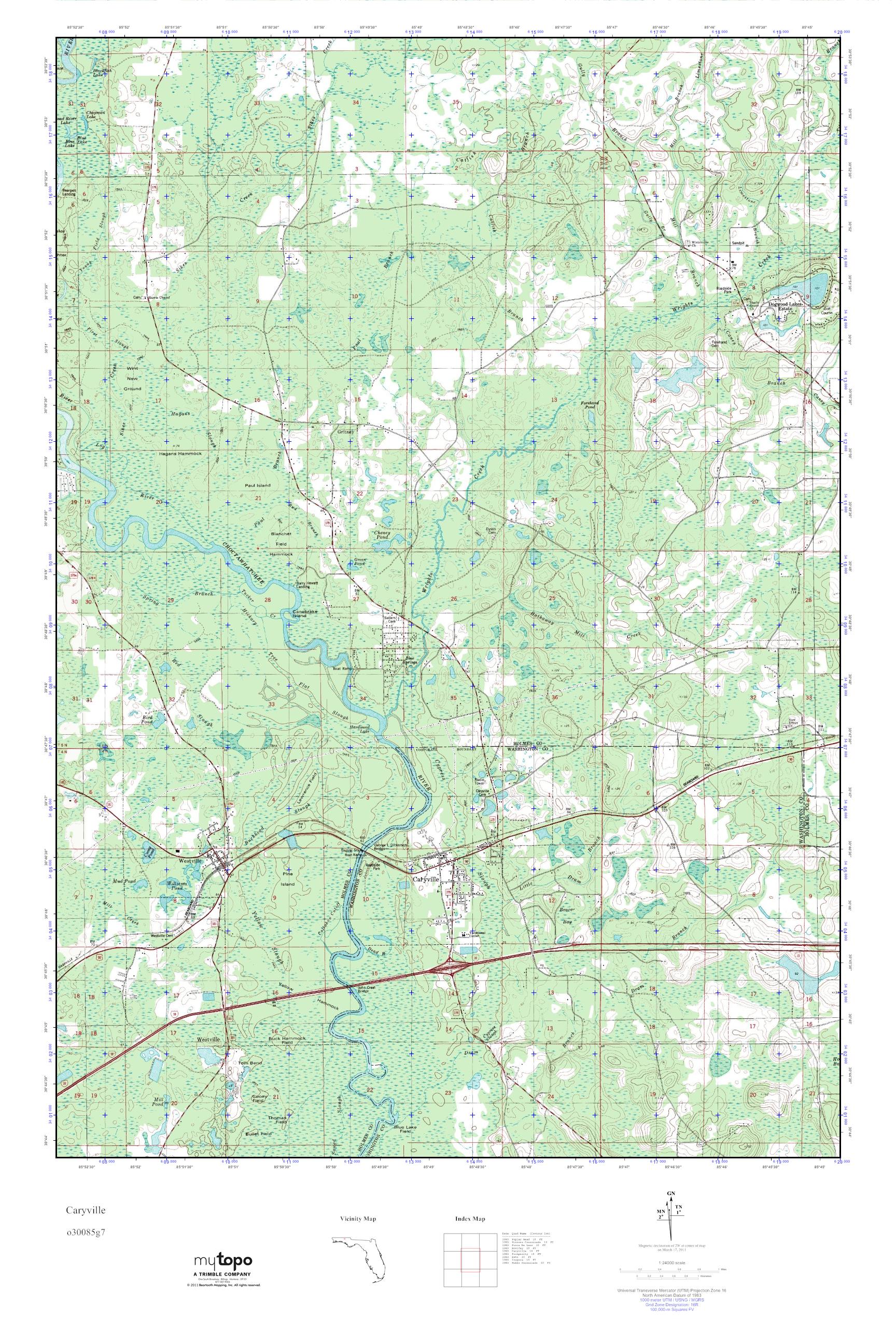 MyTopo Caryville, Florida USGS Quad Topo Map