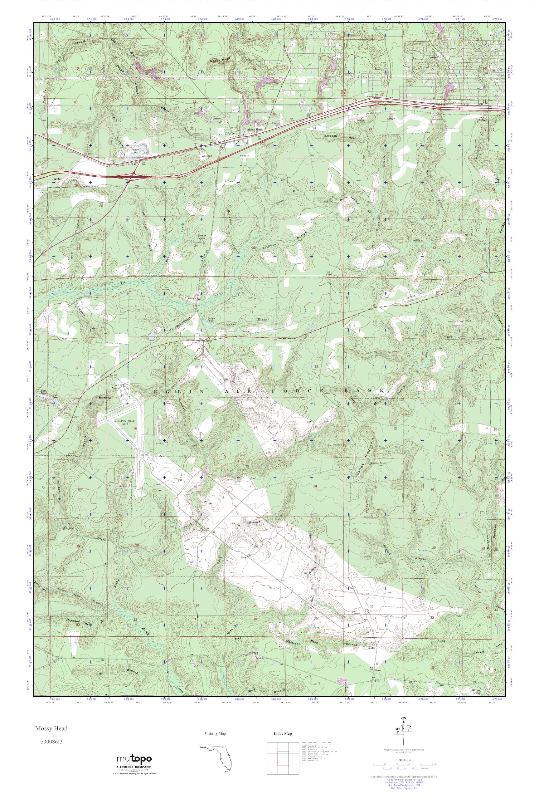 MyTopo Mossy Head, Florida USGS Quad Topo Map
