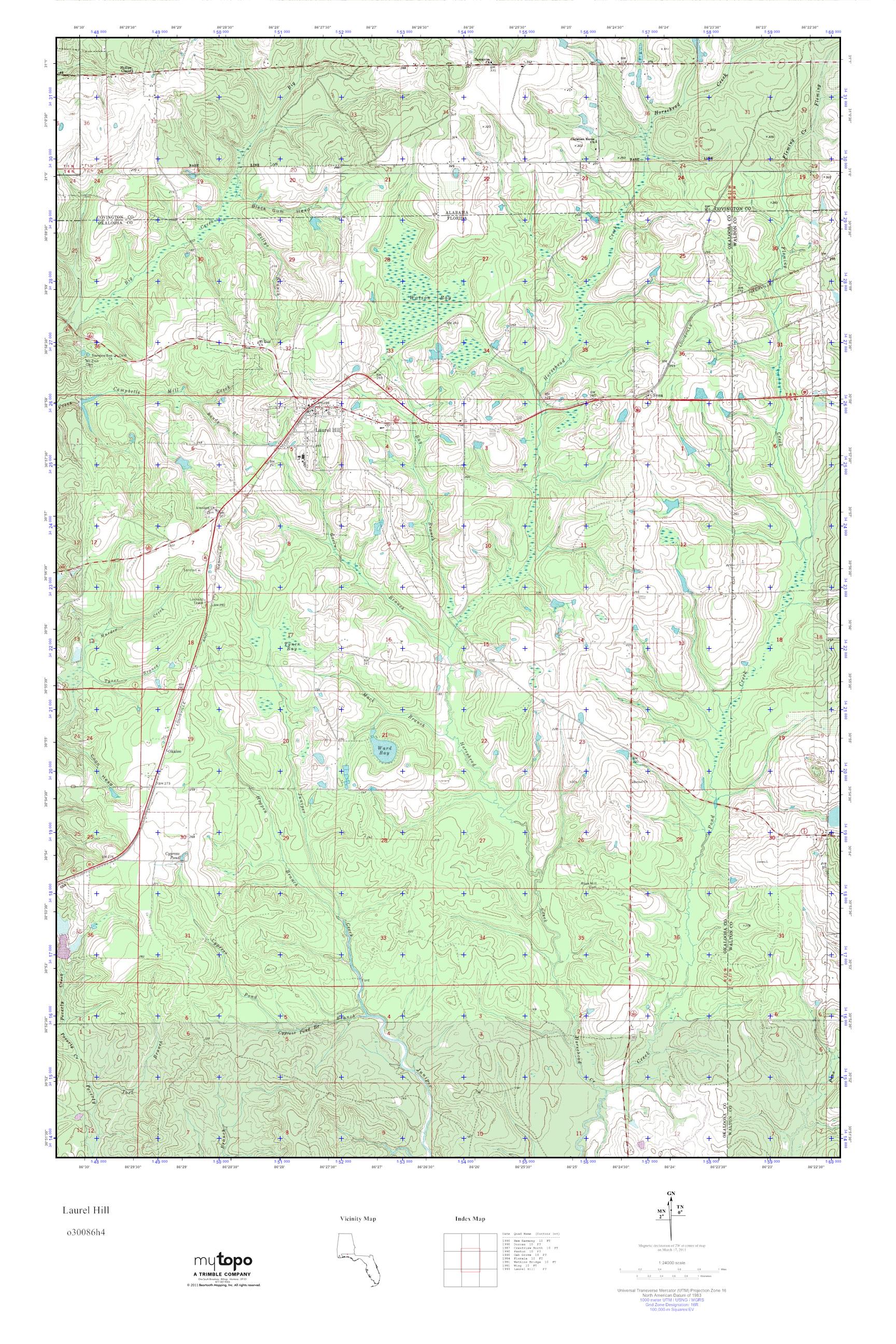 MyTopo Laurel Hill, Florida USGS Quad Topo Map