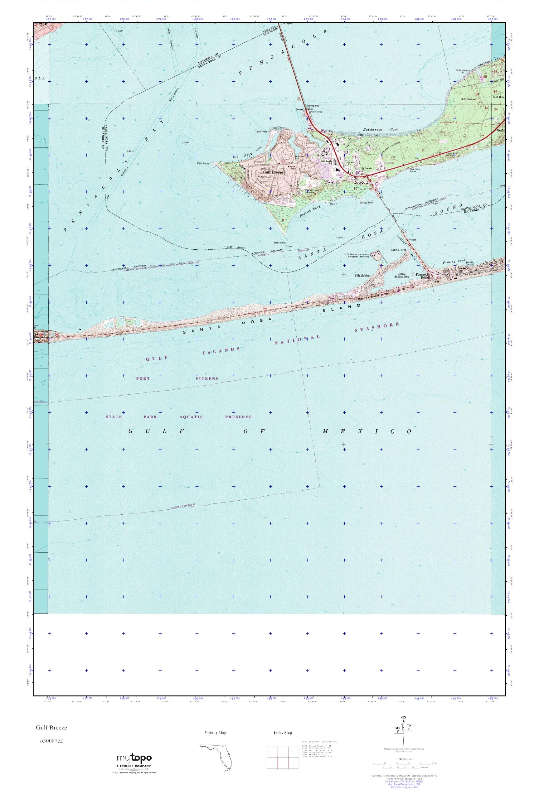 MyTopo Gulf Breeze Florida USGS - O30087c2 