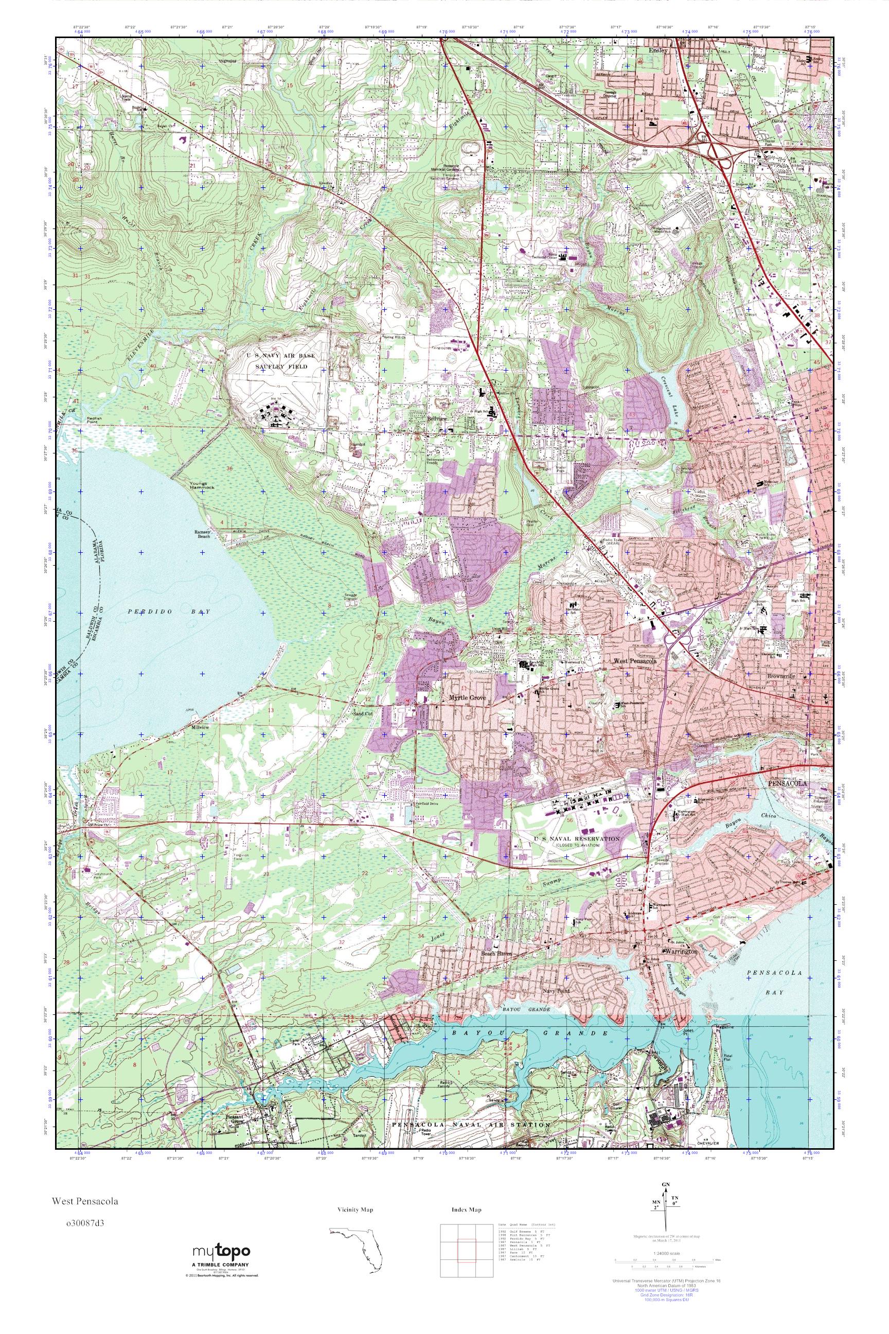 MyTopo West Pensacola, Florida USGS Quad Topo Map