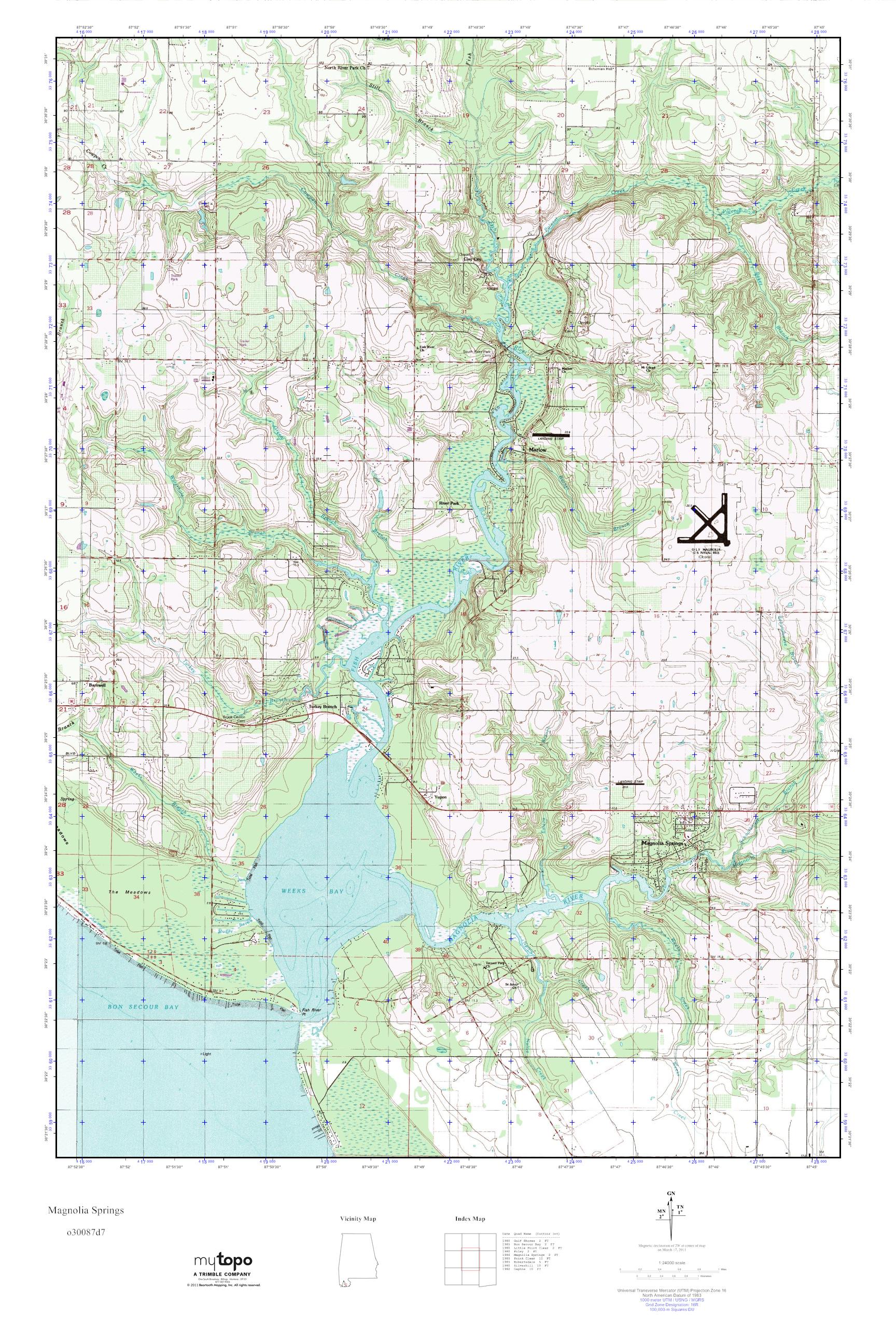 MyTopo Magnolia Springs, Alabama USGS Quad Topo Map