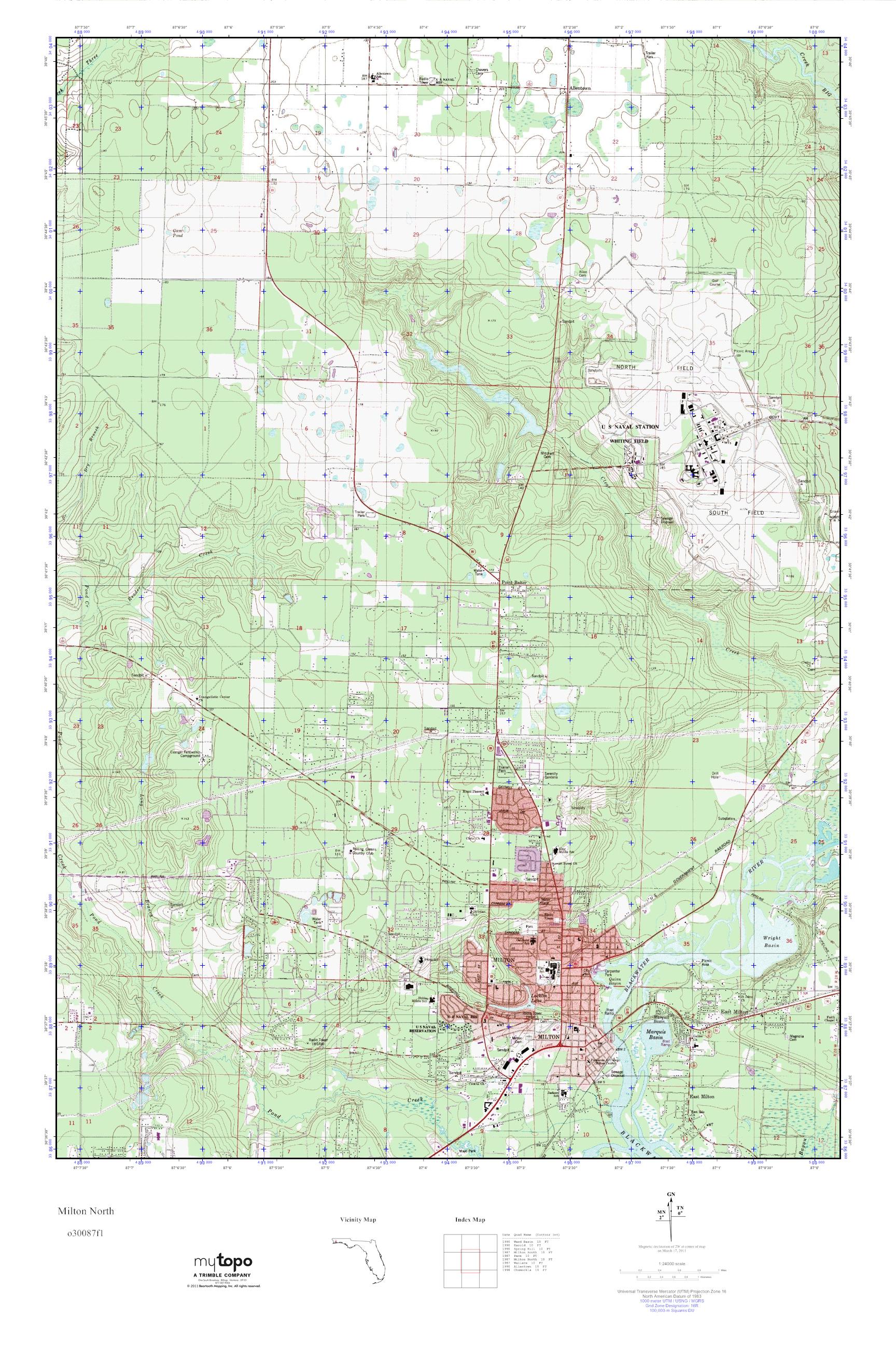MyTopo Milton North, Florida USGS Quad Topo Map