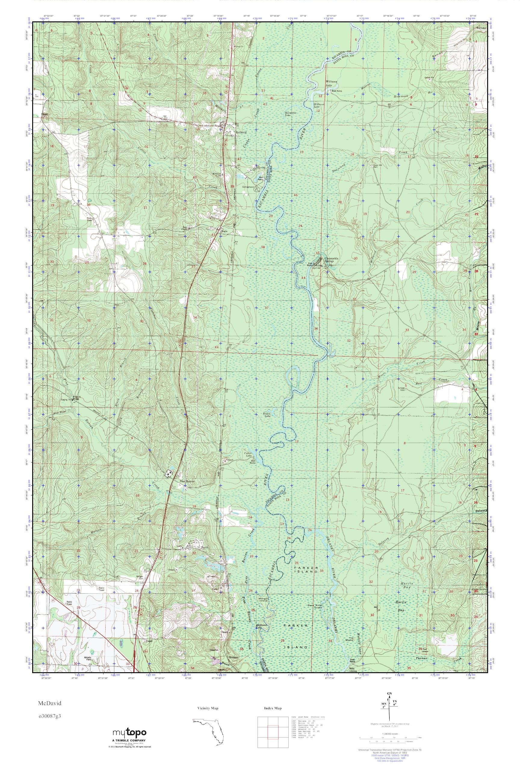 MyTopo McDavid, Florida USGS Quad Topo Map