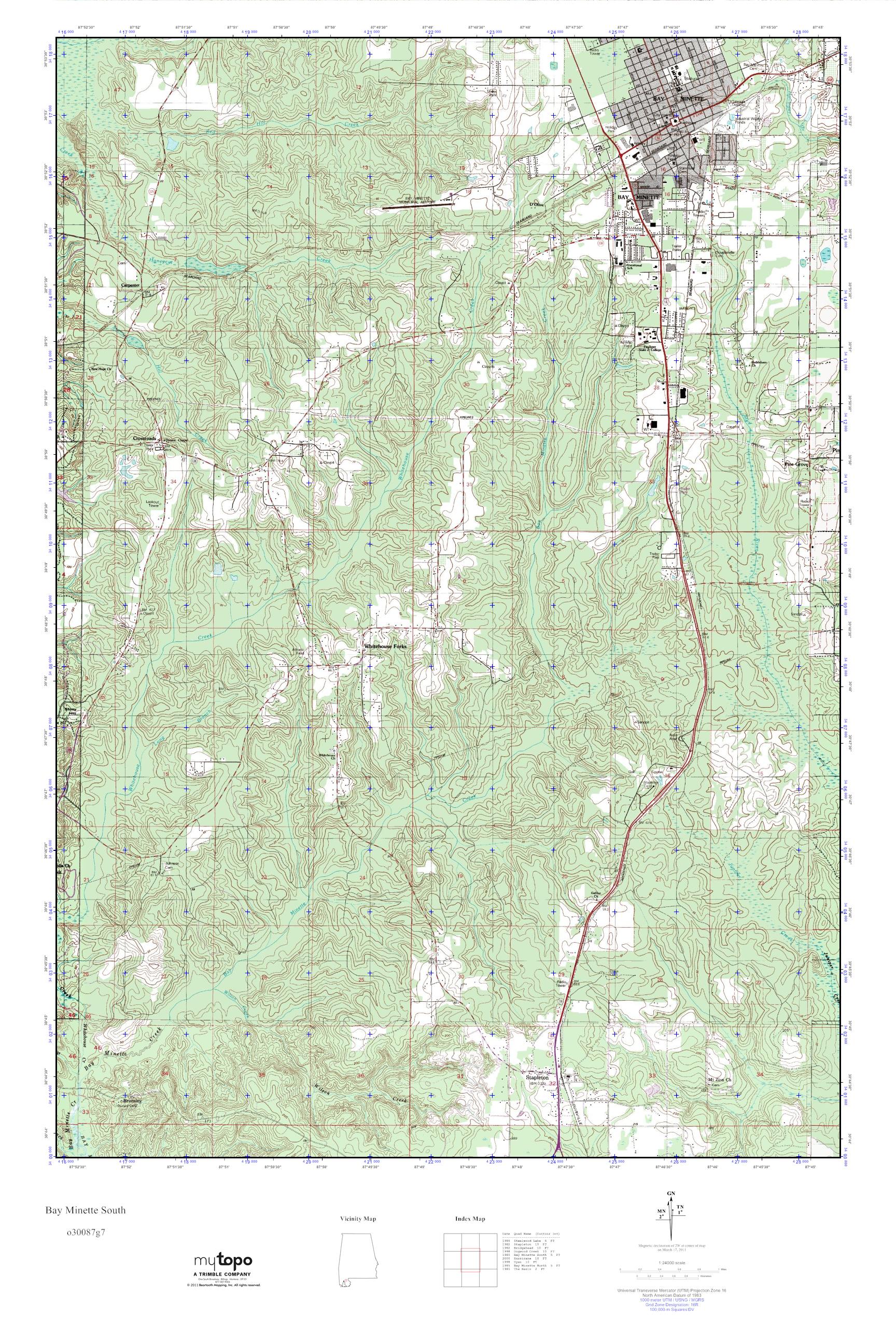 MyTopo Bay South, Alabama USGS Quad Topo Map
