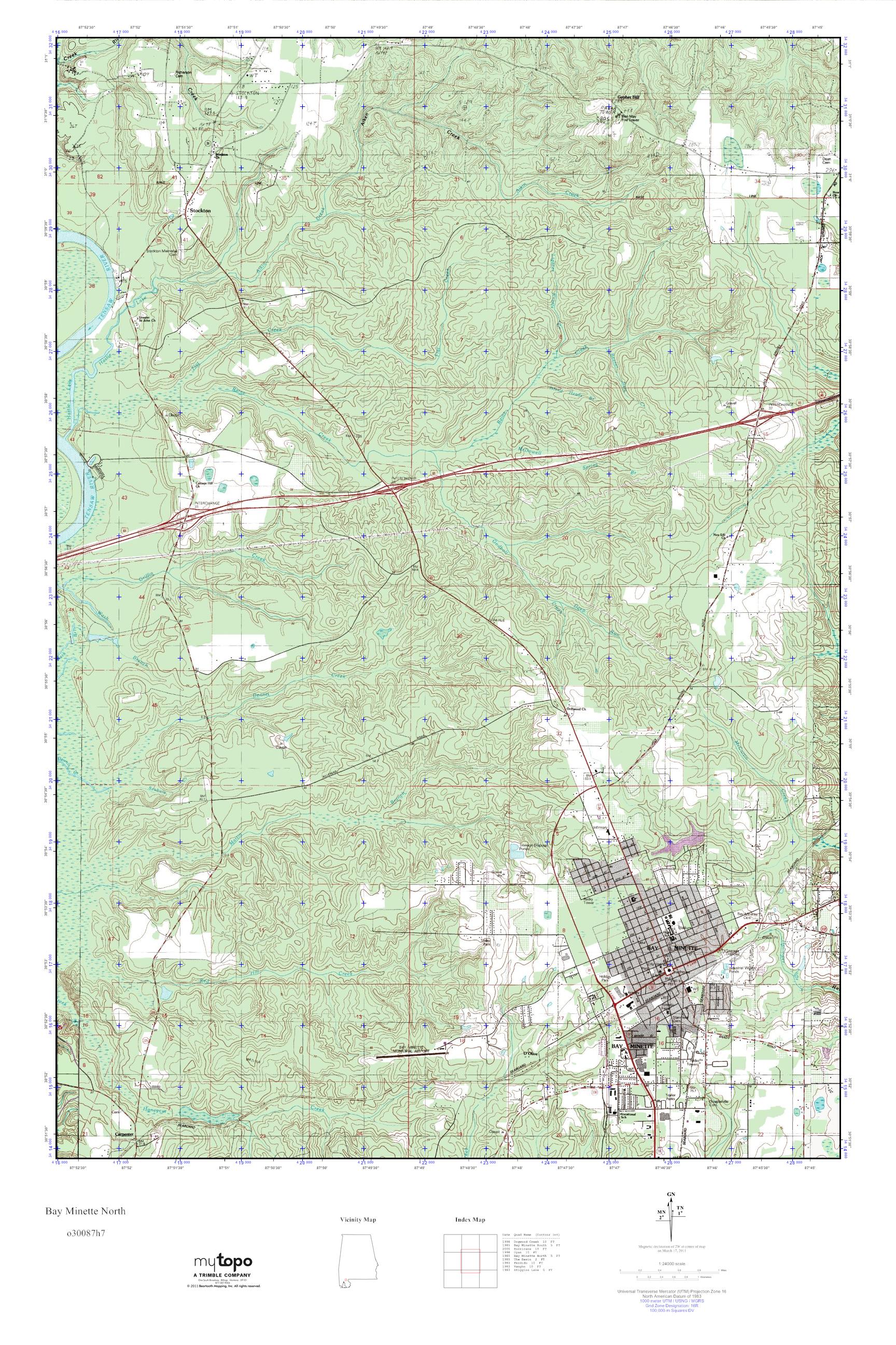 MyTopo Bay North, Alabama USGS Quad Topo Map