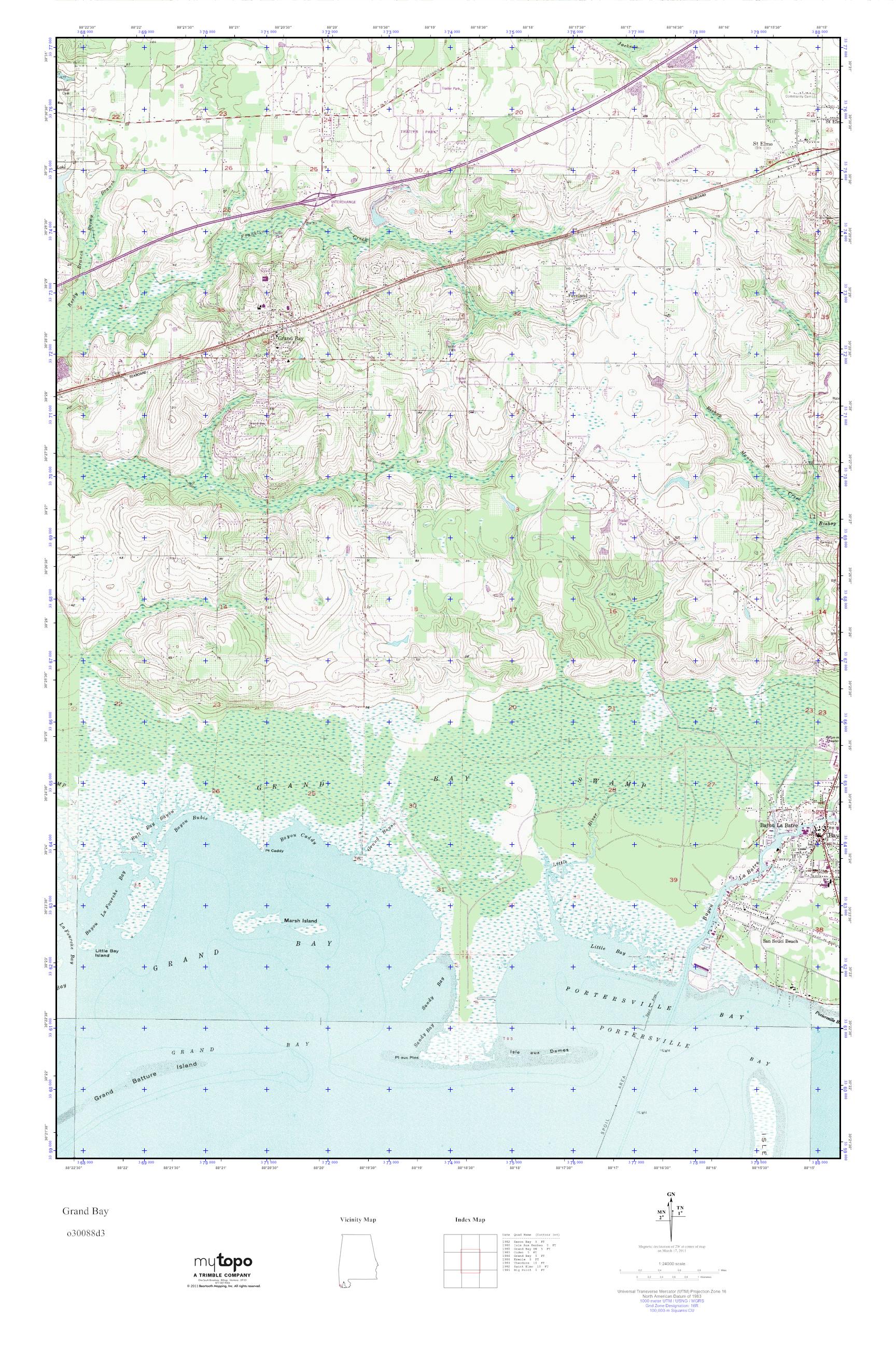 MyTopo Grand Bay, Alabama USGS Quad Topo Map